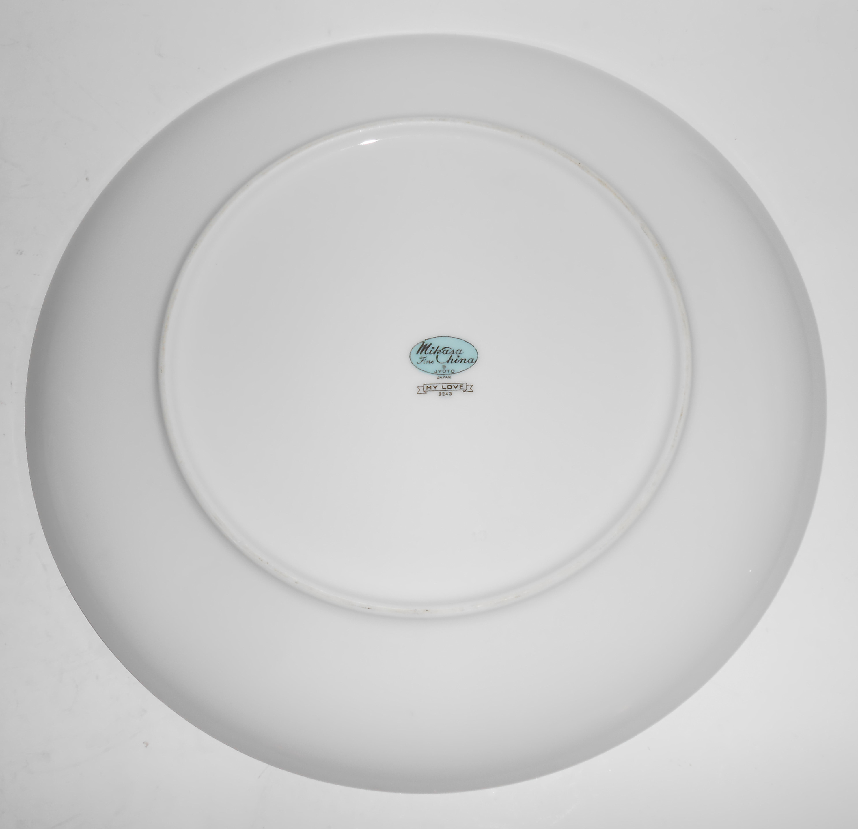 Mikasa China Porcelain Platinum Band My Love Dinner Pl