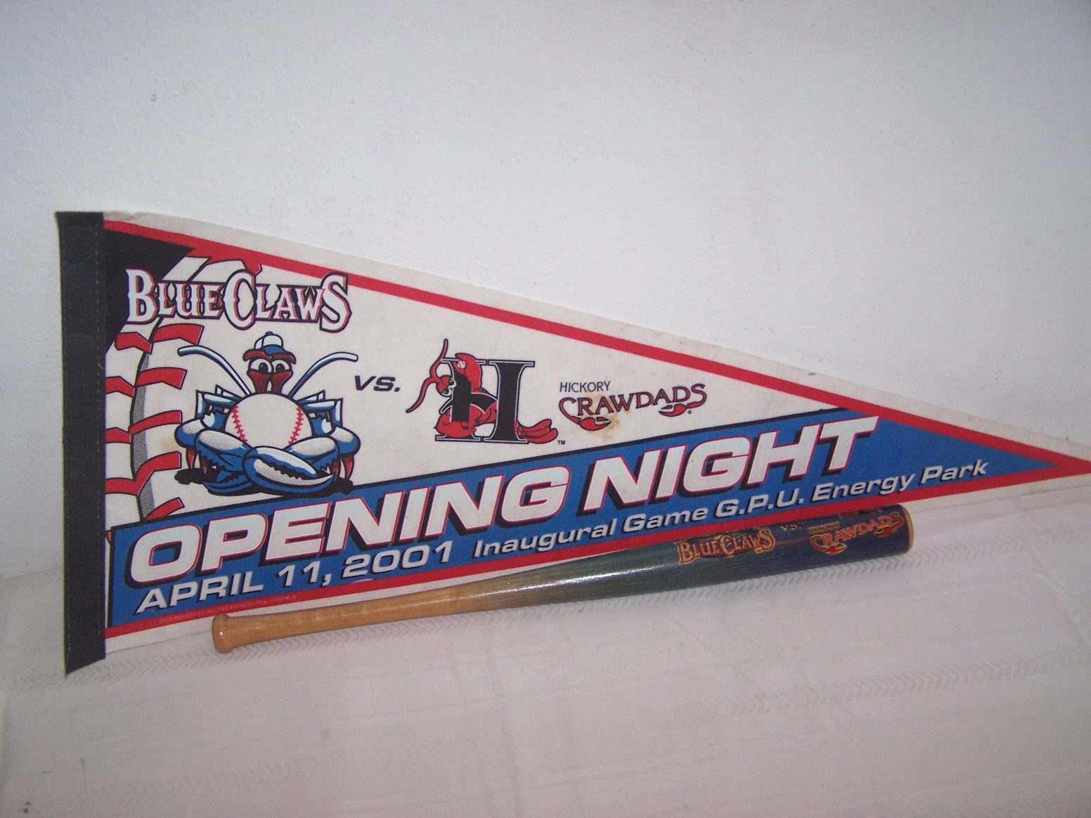 Pennant & Mini Bat Opening Night BLUE CLAWS vs. Hickory