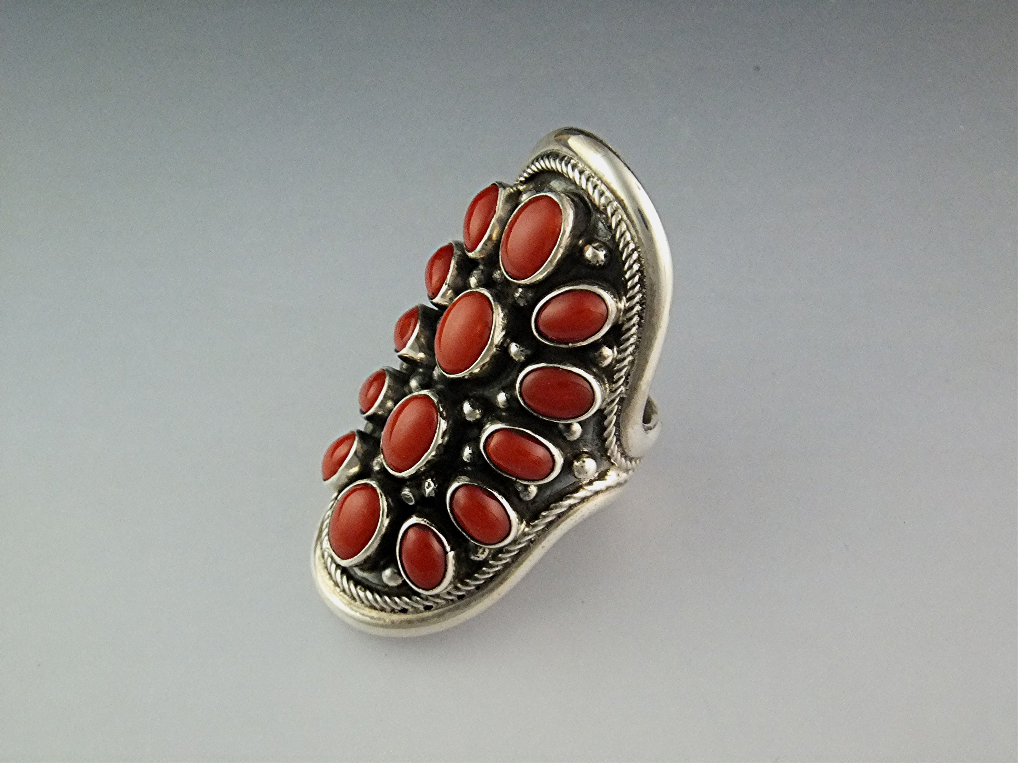 Navajo Mediterranean Coral Sterling Silver Ring