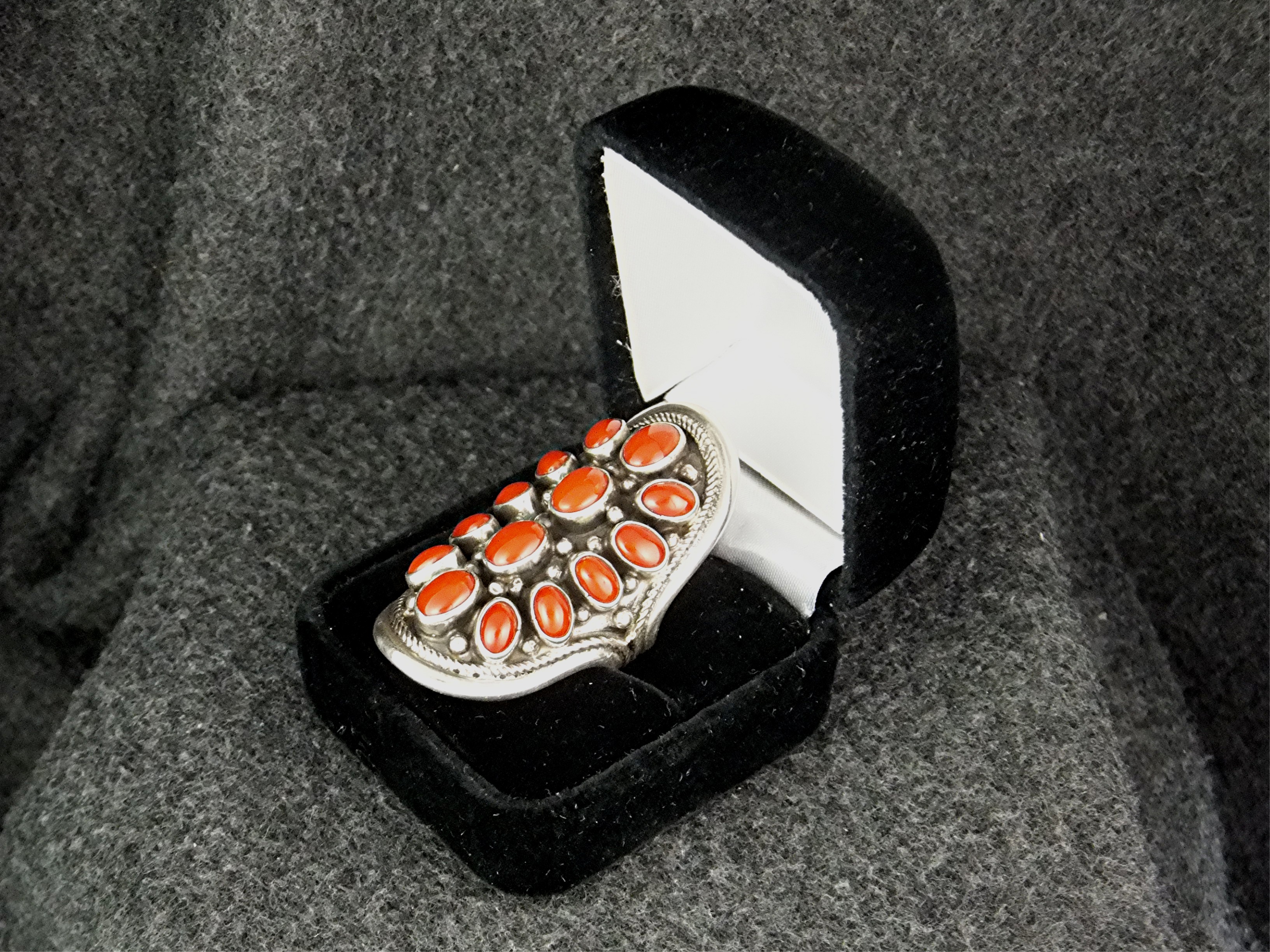 Navajo Mediterranean Coral Sterling Silver Ring