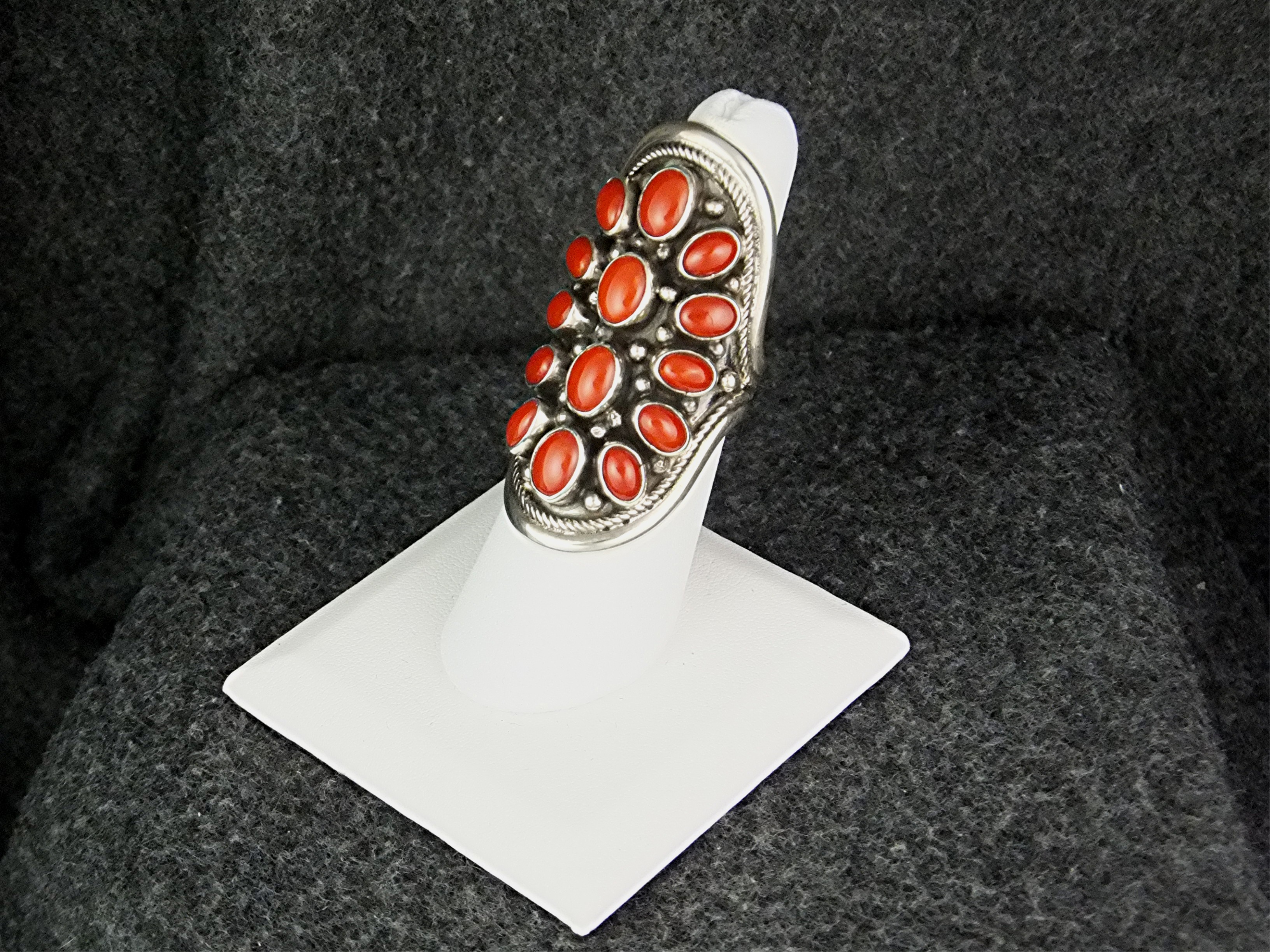 Navajo Mediterranean Coral Sterling Silver Ring