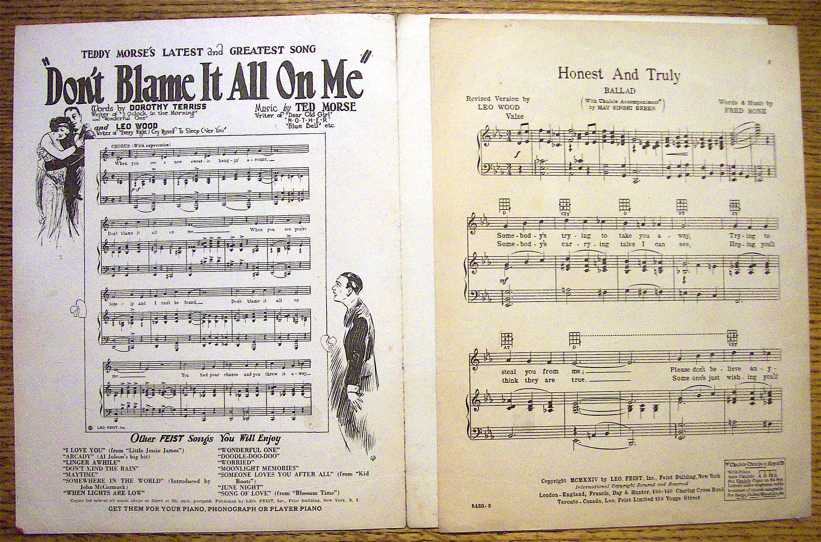 Sheet Music For 1924 Honest And Truly