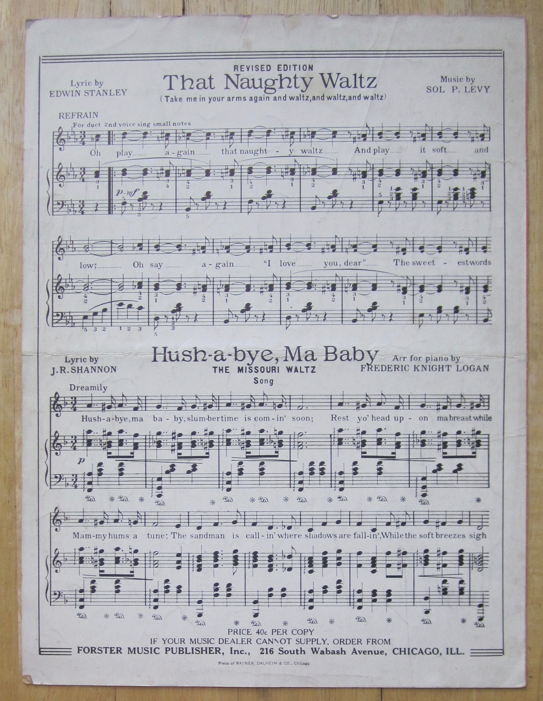 1917 Sheet Music For Oh Johnny, Oh Johnny, Oh
