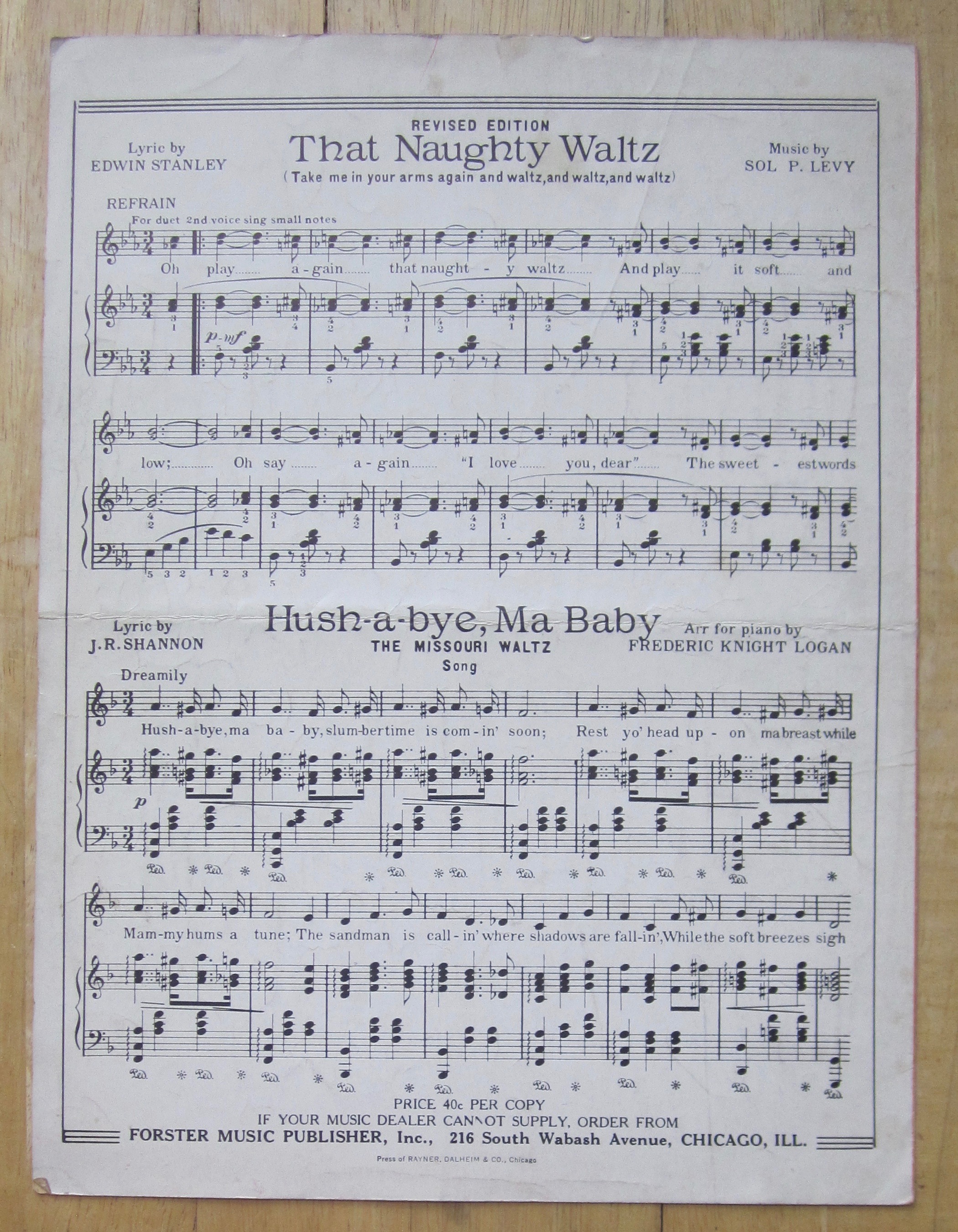 1917 Sheet Music For Oh Johnny, Oh Johnny, Oh