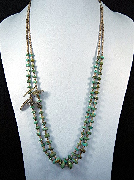 Santo Domingo Kingman Turquoise Shell Heishe Necklace