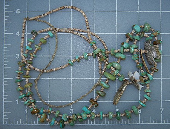 Santo Domingo  Kingman Turquoise Shell Heishe Necklace