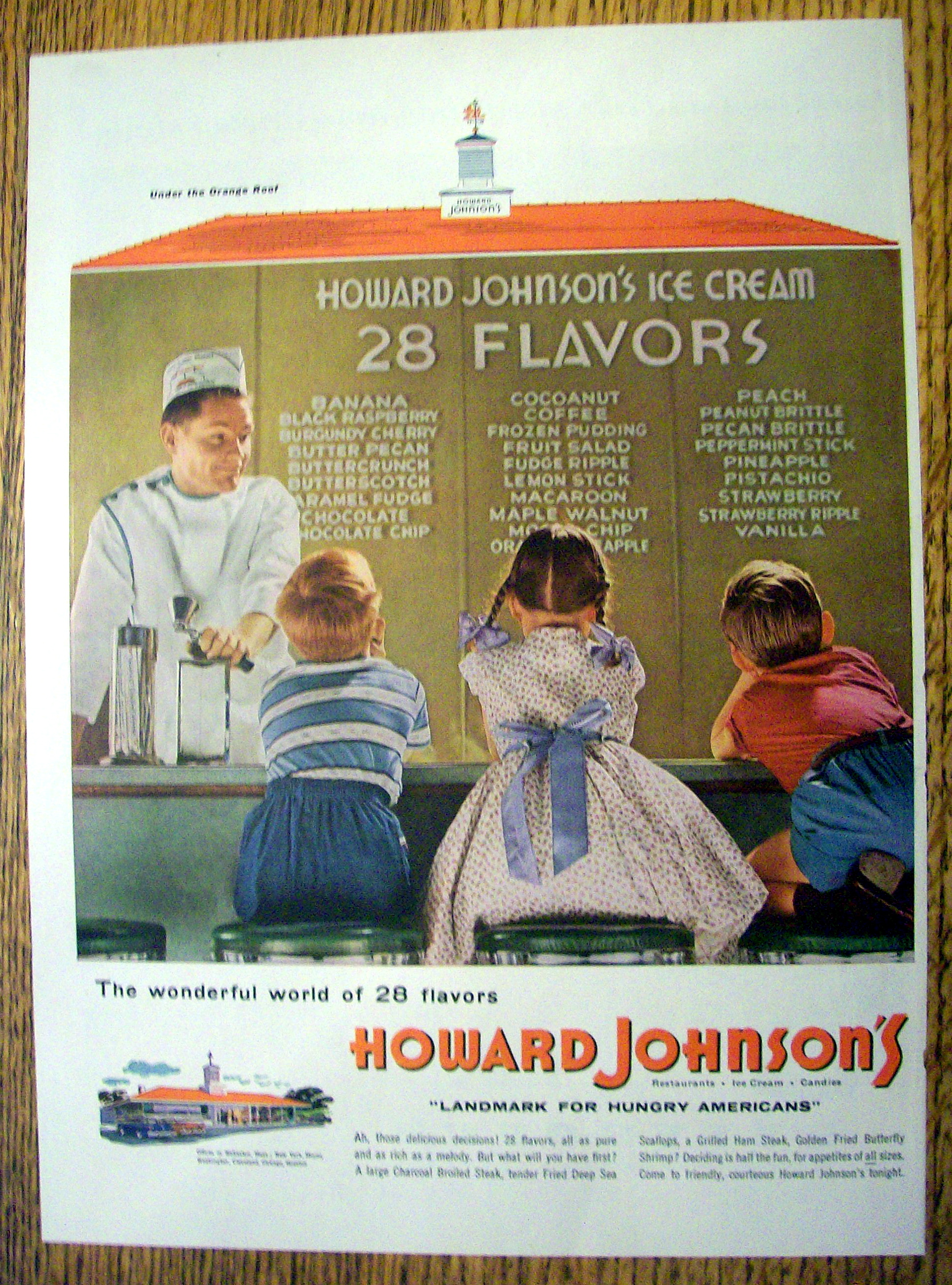 1955 Howard Johnson Ice Cream with Kids At Counter