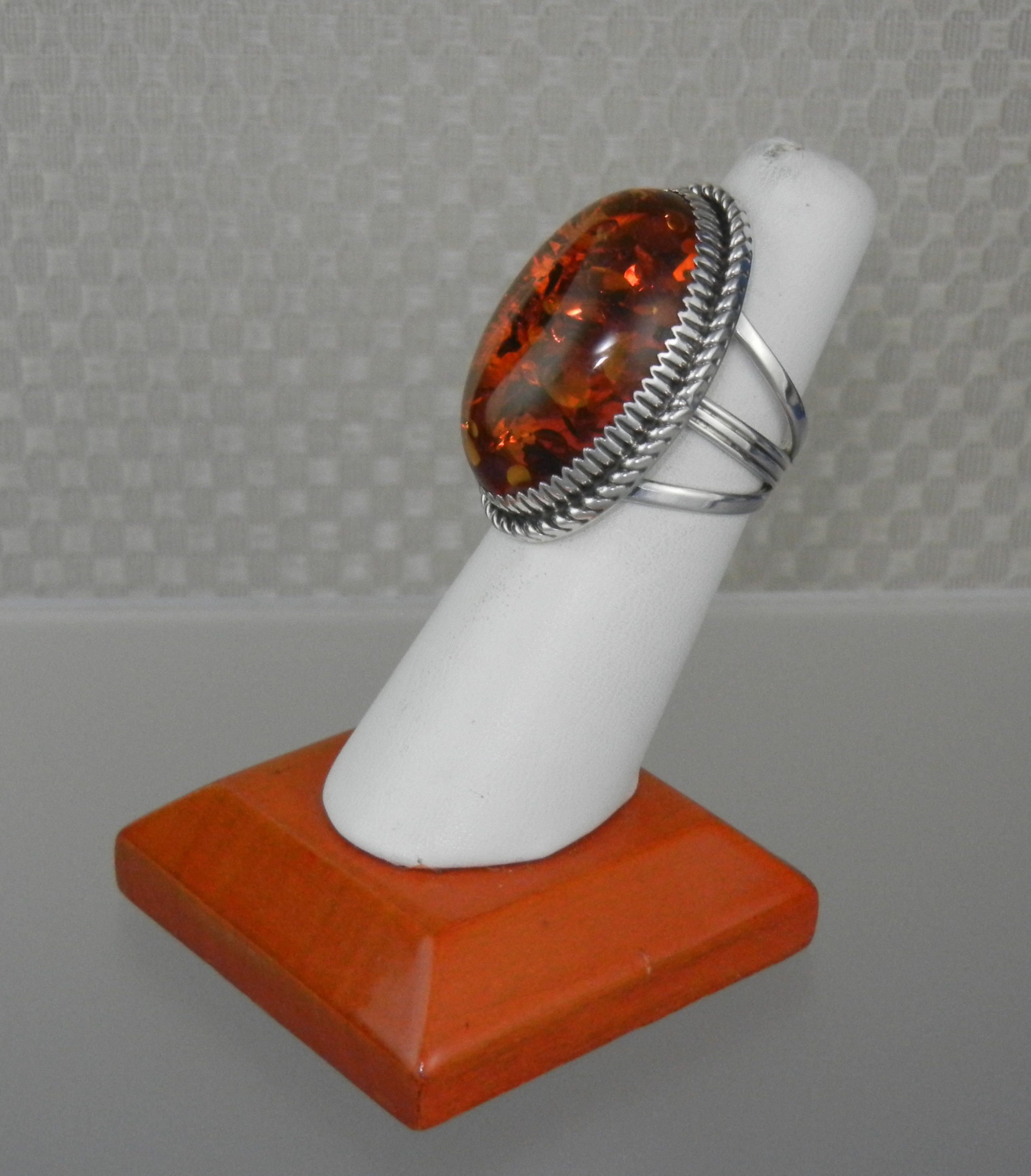 Baltic Honey Amber Sterling Silver Ring