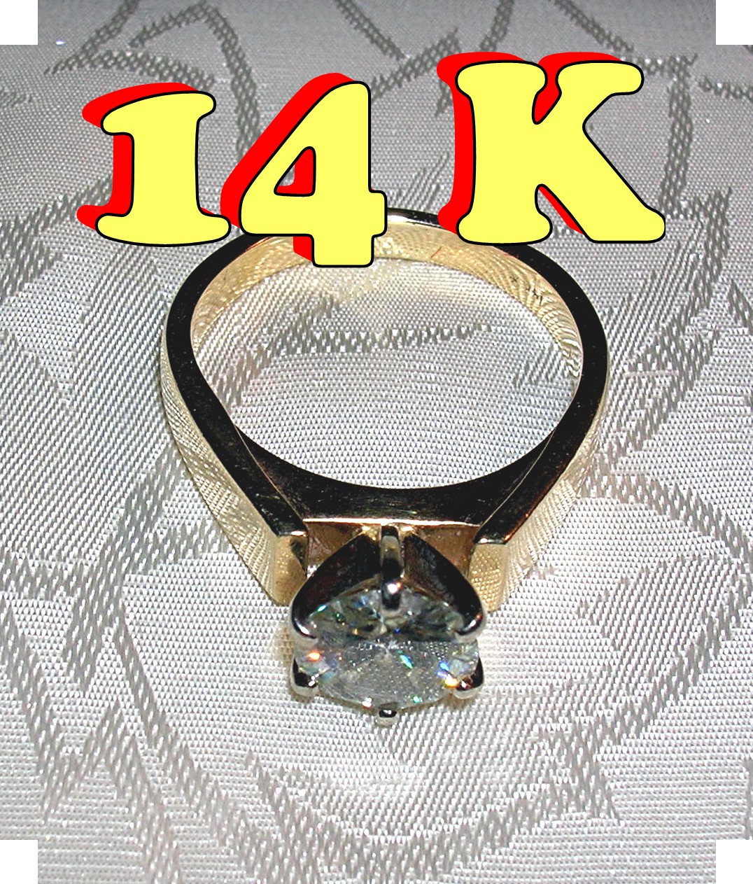 14K Gold Moissanite Diamond 1 1/2 Ct Ring