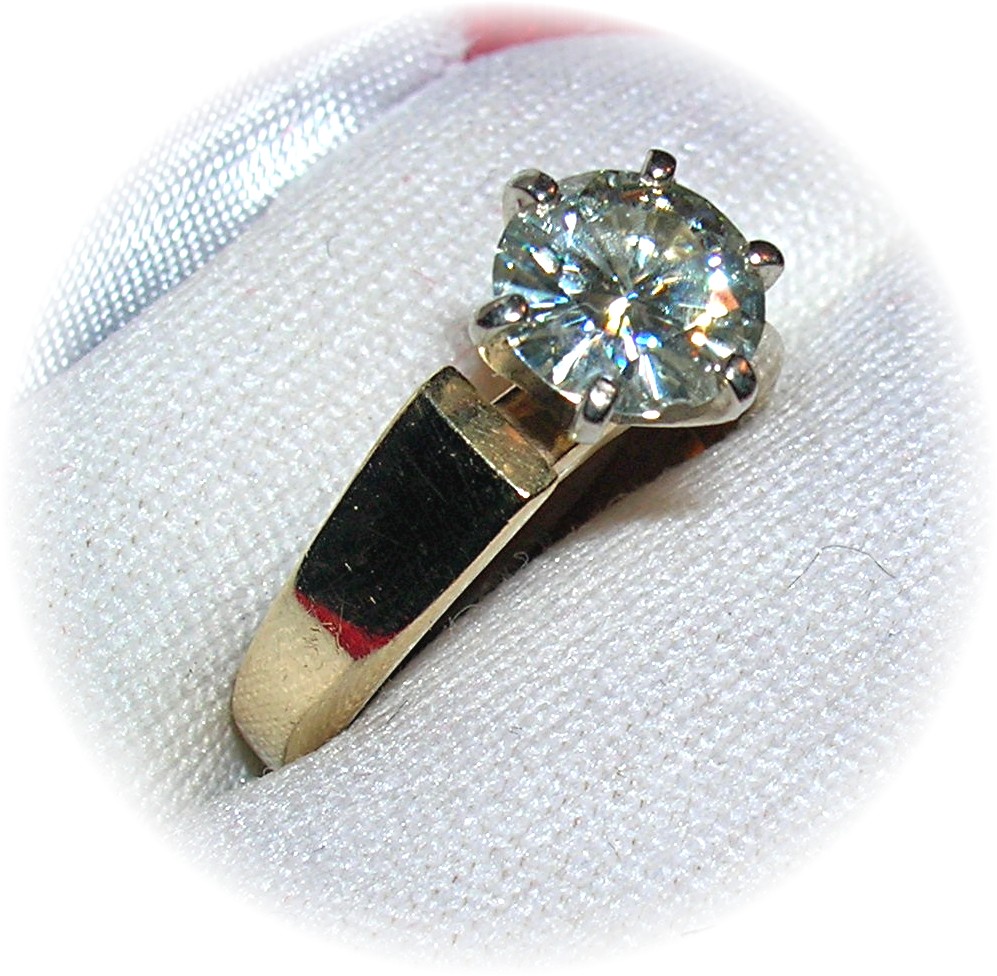14K Gold Moissanite Diamond 1 1/2 Ct Ring