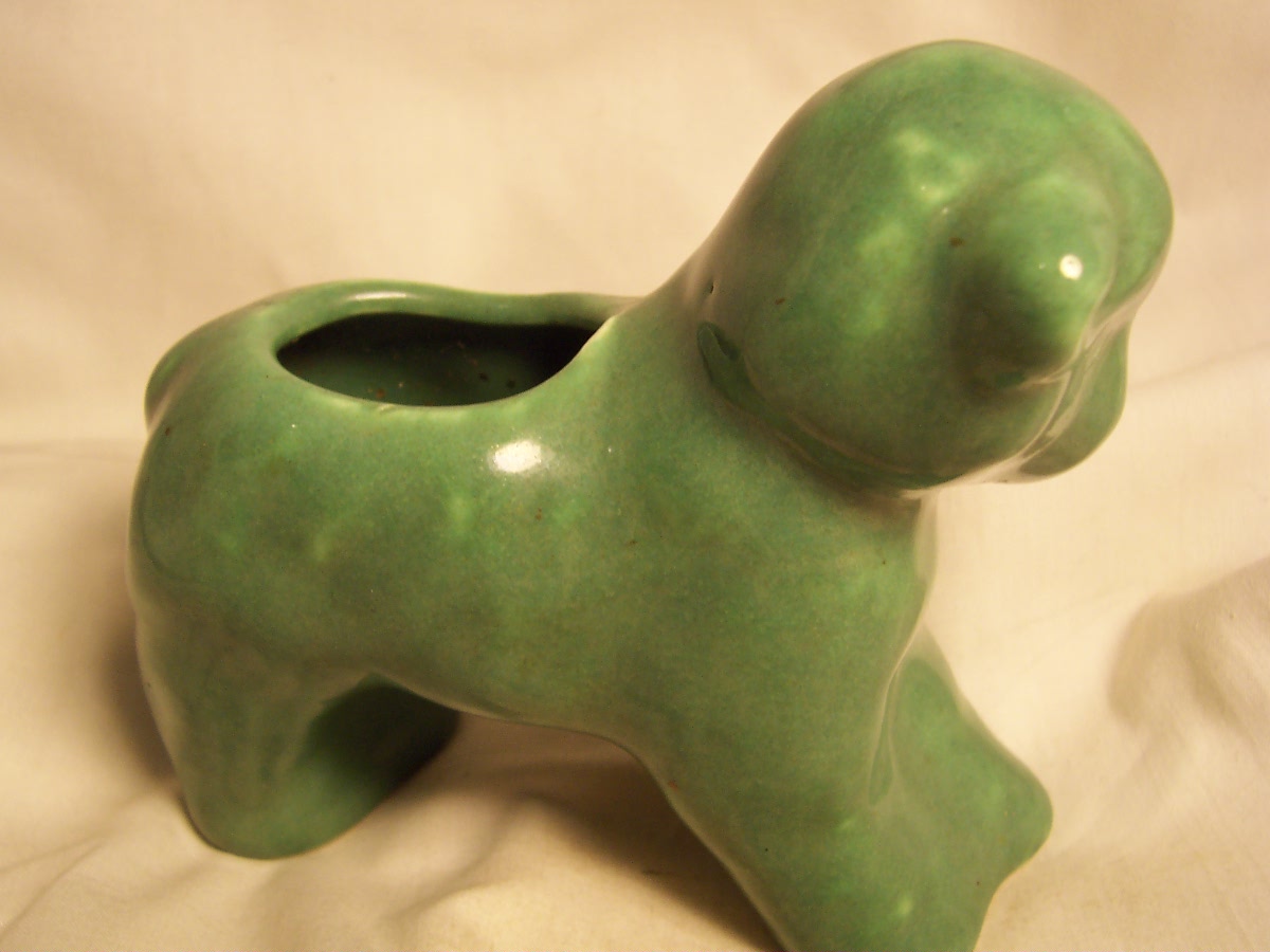 McCoy Art Pottery Green Lamb Planter