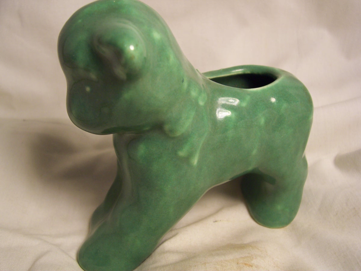 McCoy Art Pottery Green Lamb Planter