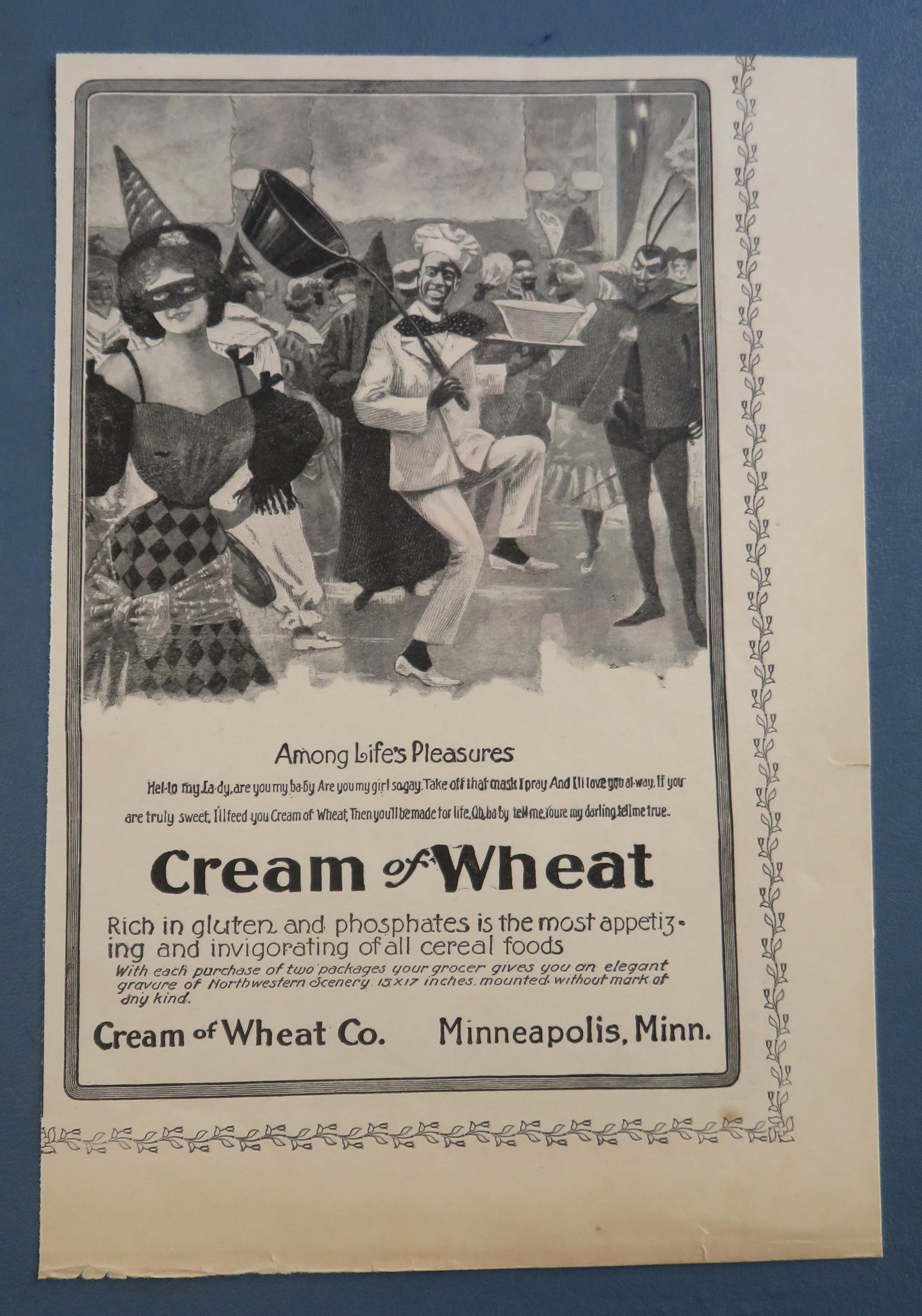 1904 Cream Of Wheat Cereal with Costume Party