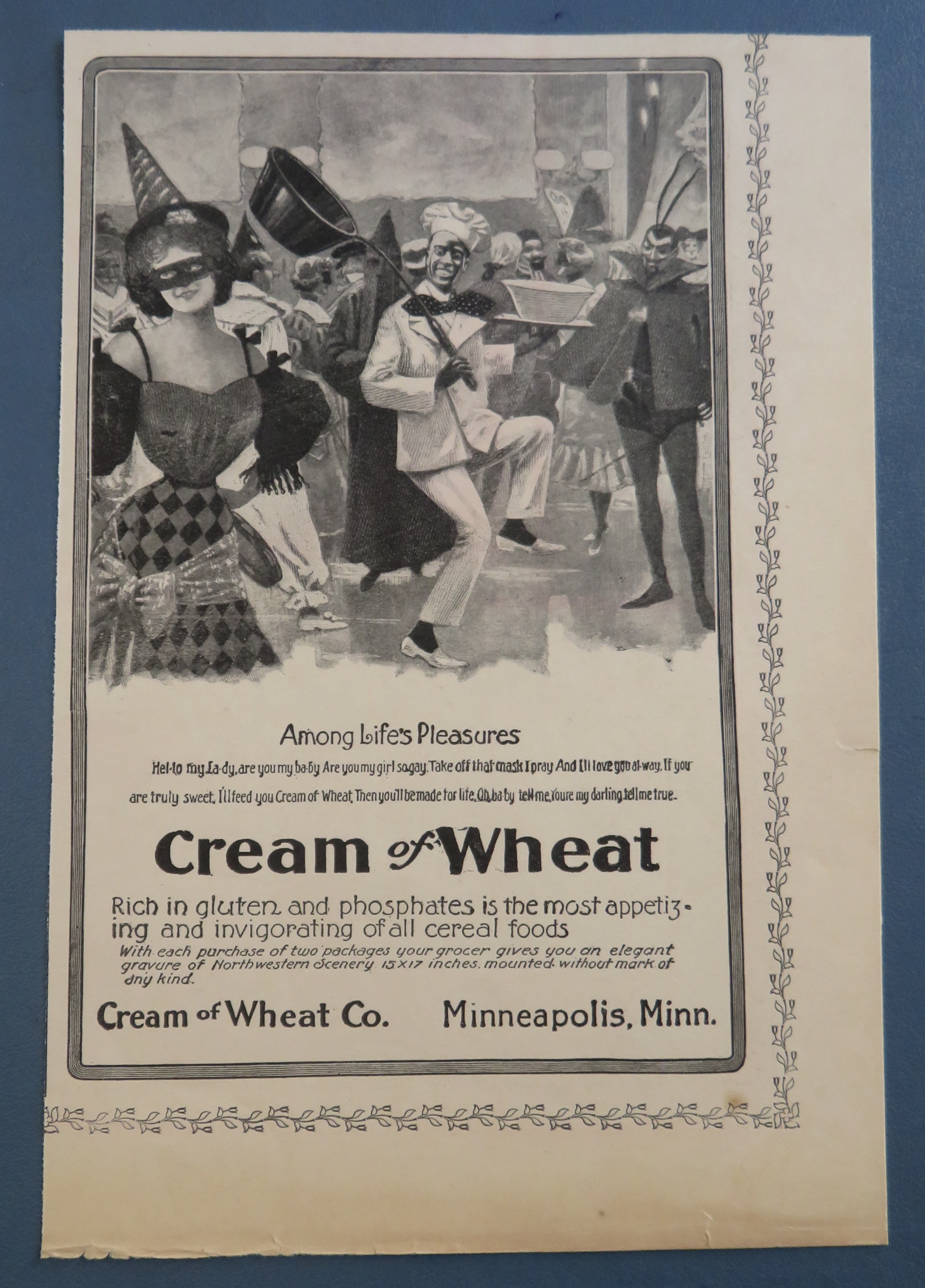 1904 Cream Of Wheat Cereal with Costume Party