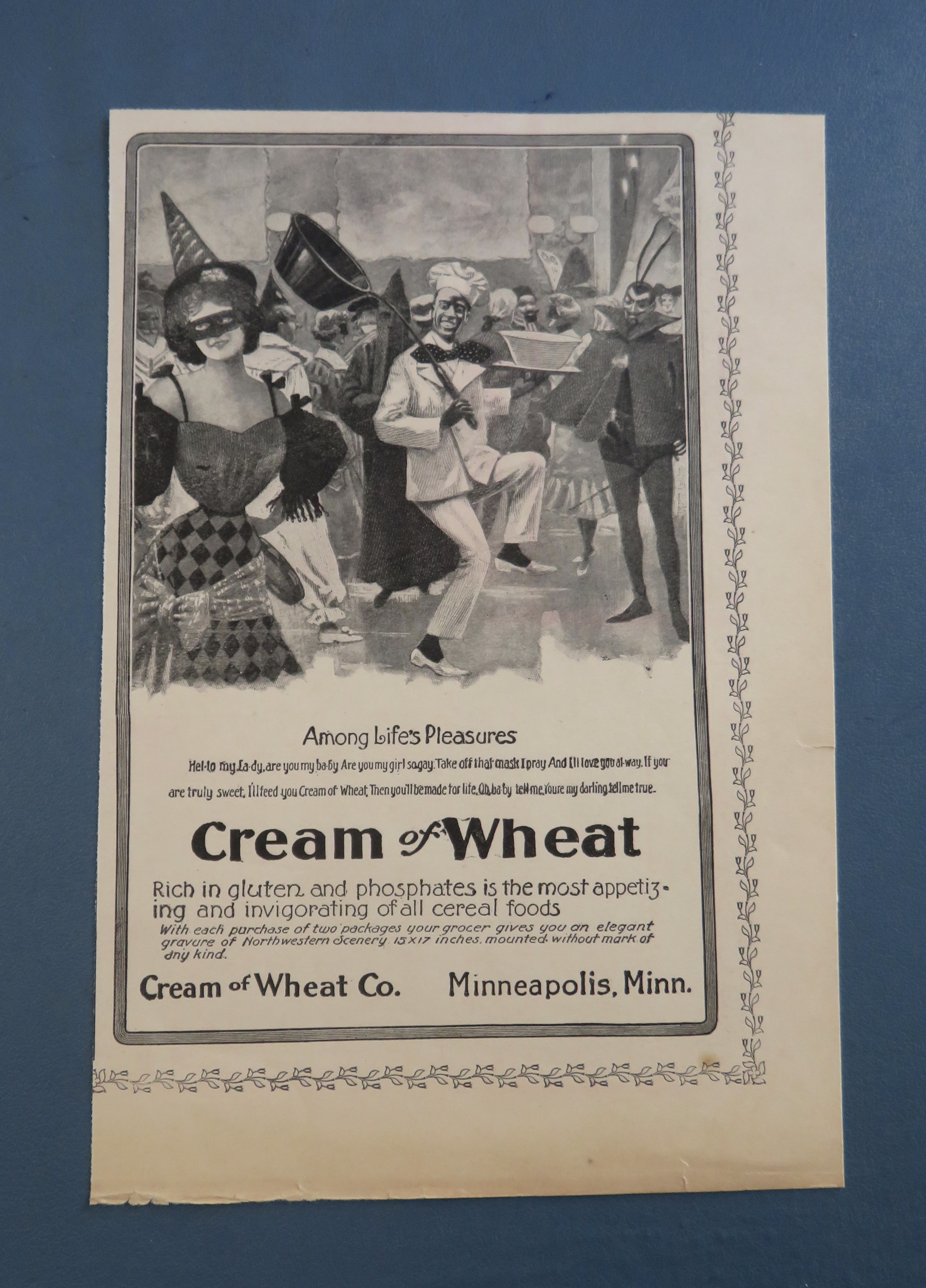 1904 Cream Of Wheat Cereal with Costume Party