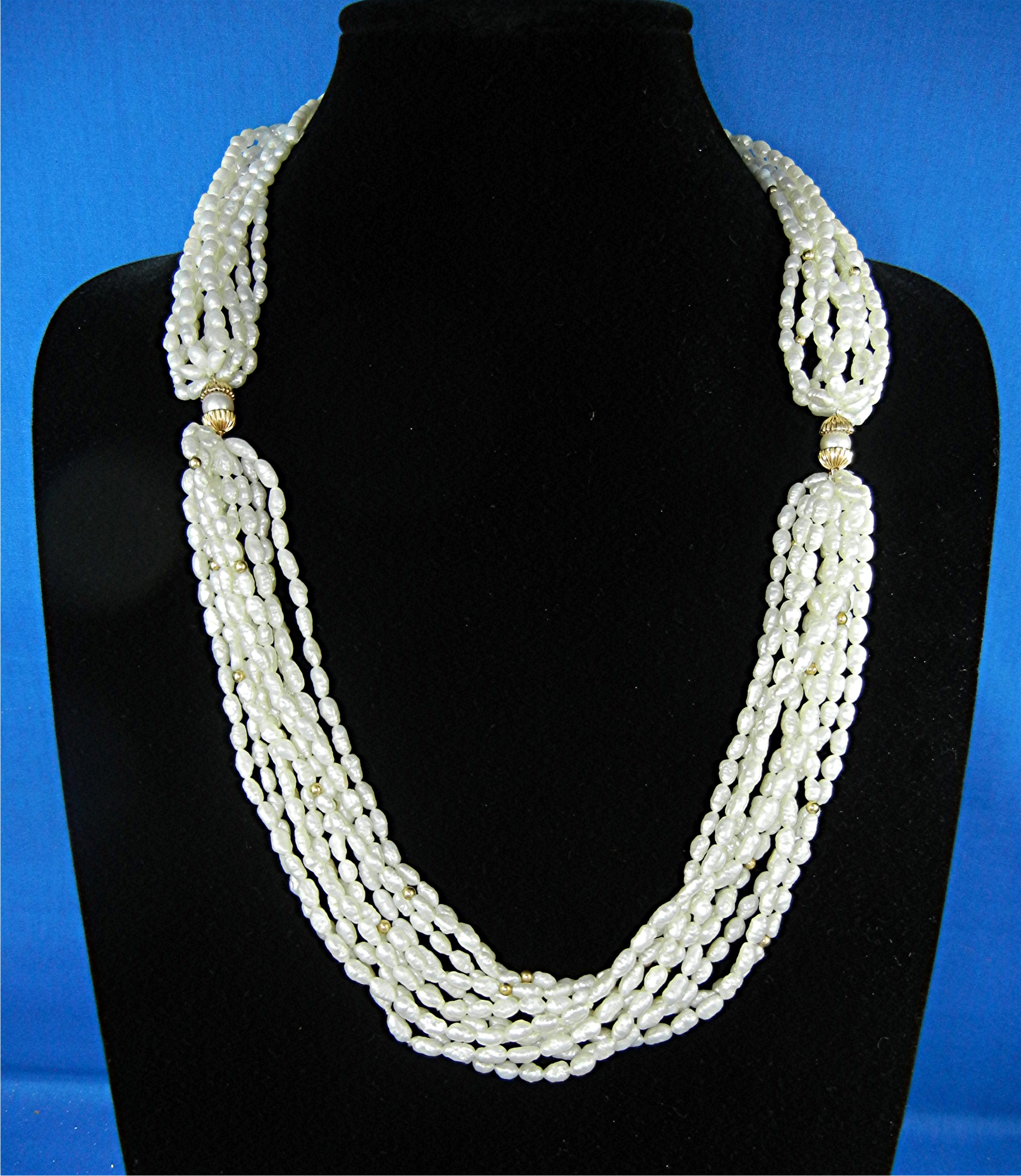 14K Gold Freshwater Pearls 10 Strands Necklace