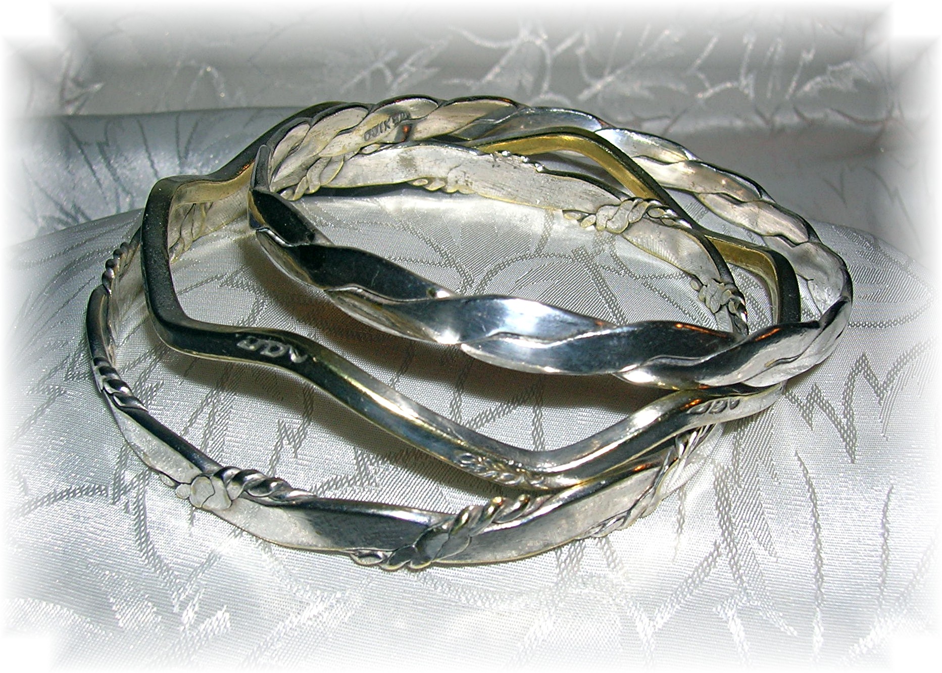 3 Mexican Sterling Silver Bangle Bracelets