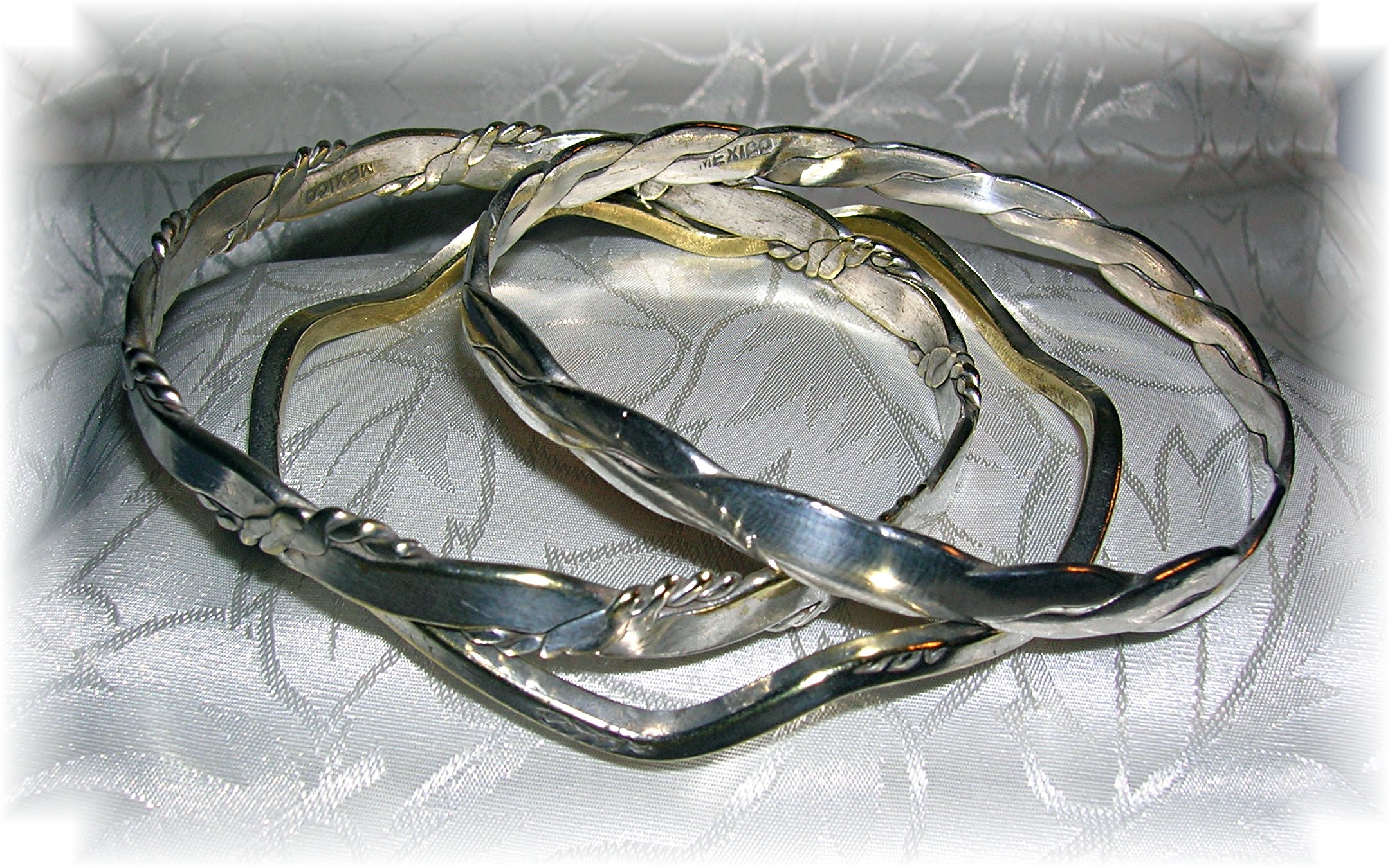 3 Mexican Sterling Silver Bangle Bracelets