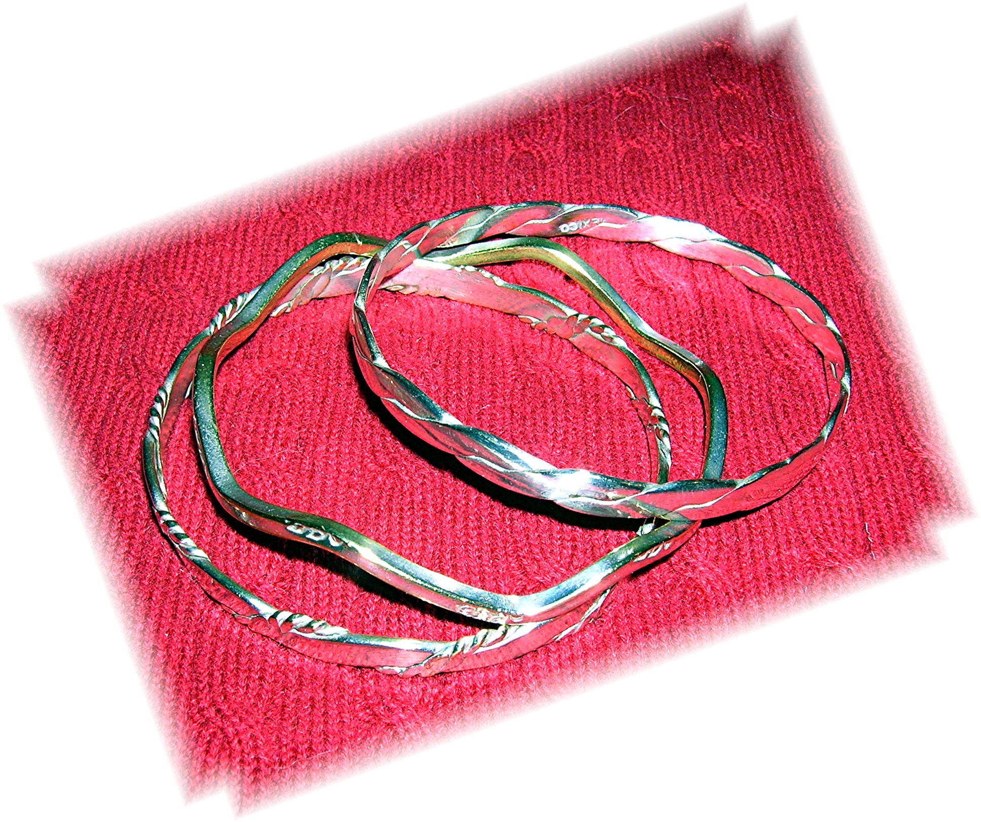3 Mexican Sterling Silver Bangle Bracelets
