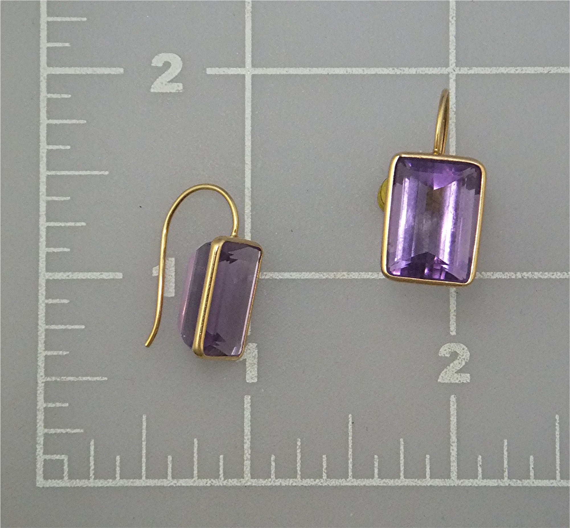 Earrings 14K Gold 8ct Each Amethyst Shepherd Hook