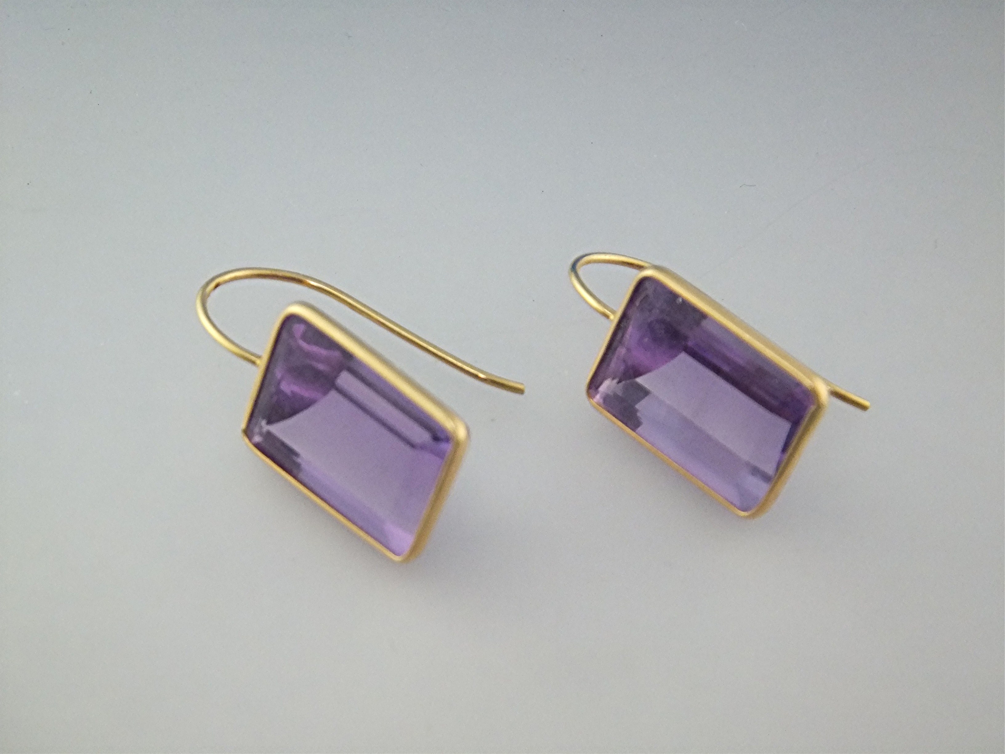 Earrings 14K Gold 8ct Each Amethyst Shepherd Hook