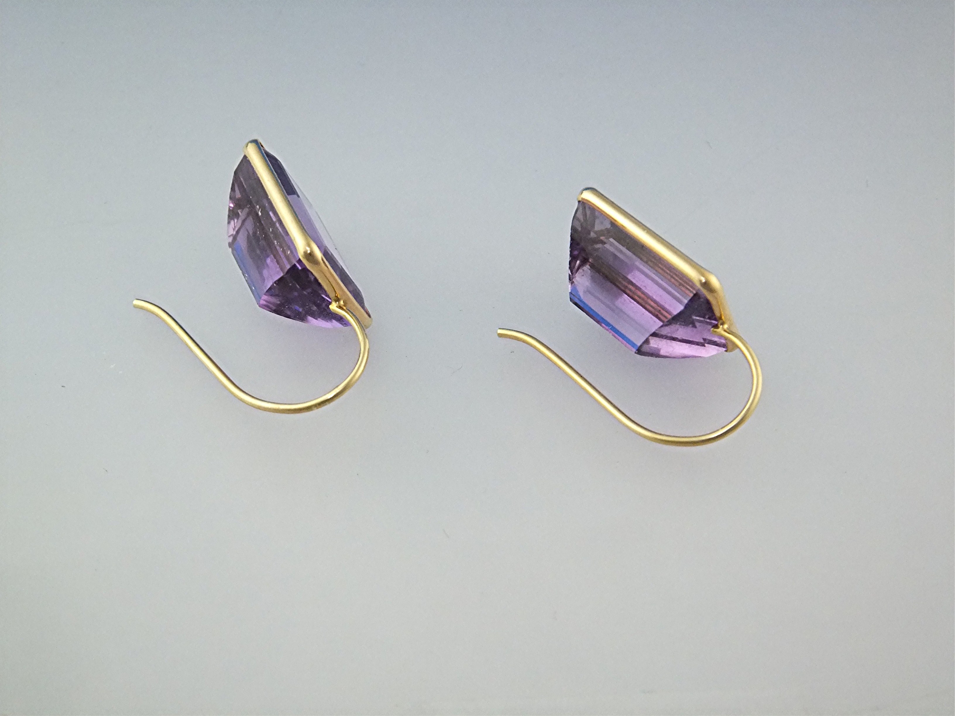 Earrings 14K Gold 8ct Each Amethyst Shepherd Hook