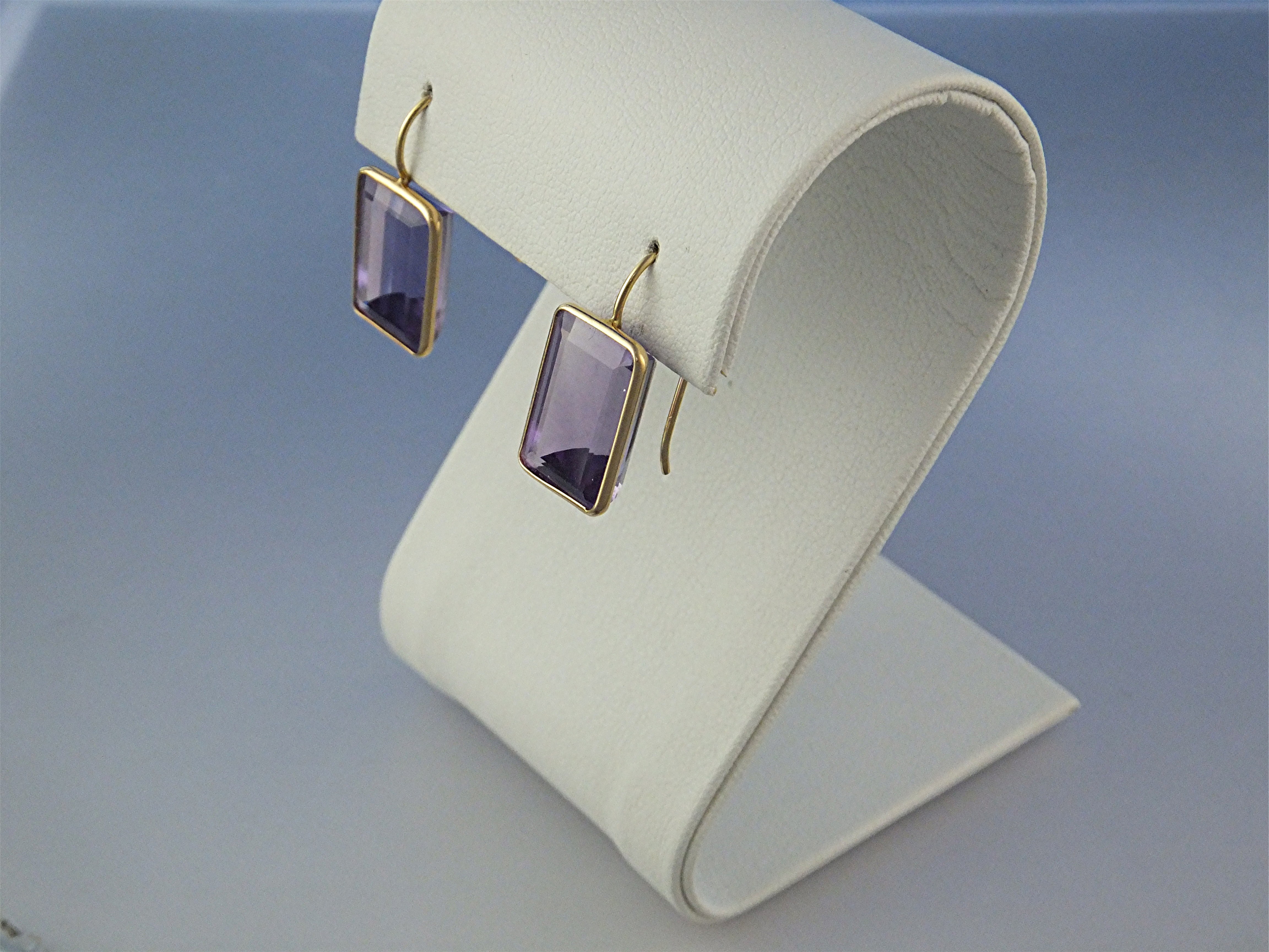 Earrings 14K Gold 8ct Each Amethyst Shepherd Hook