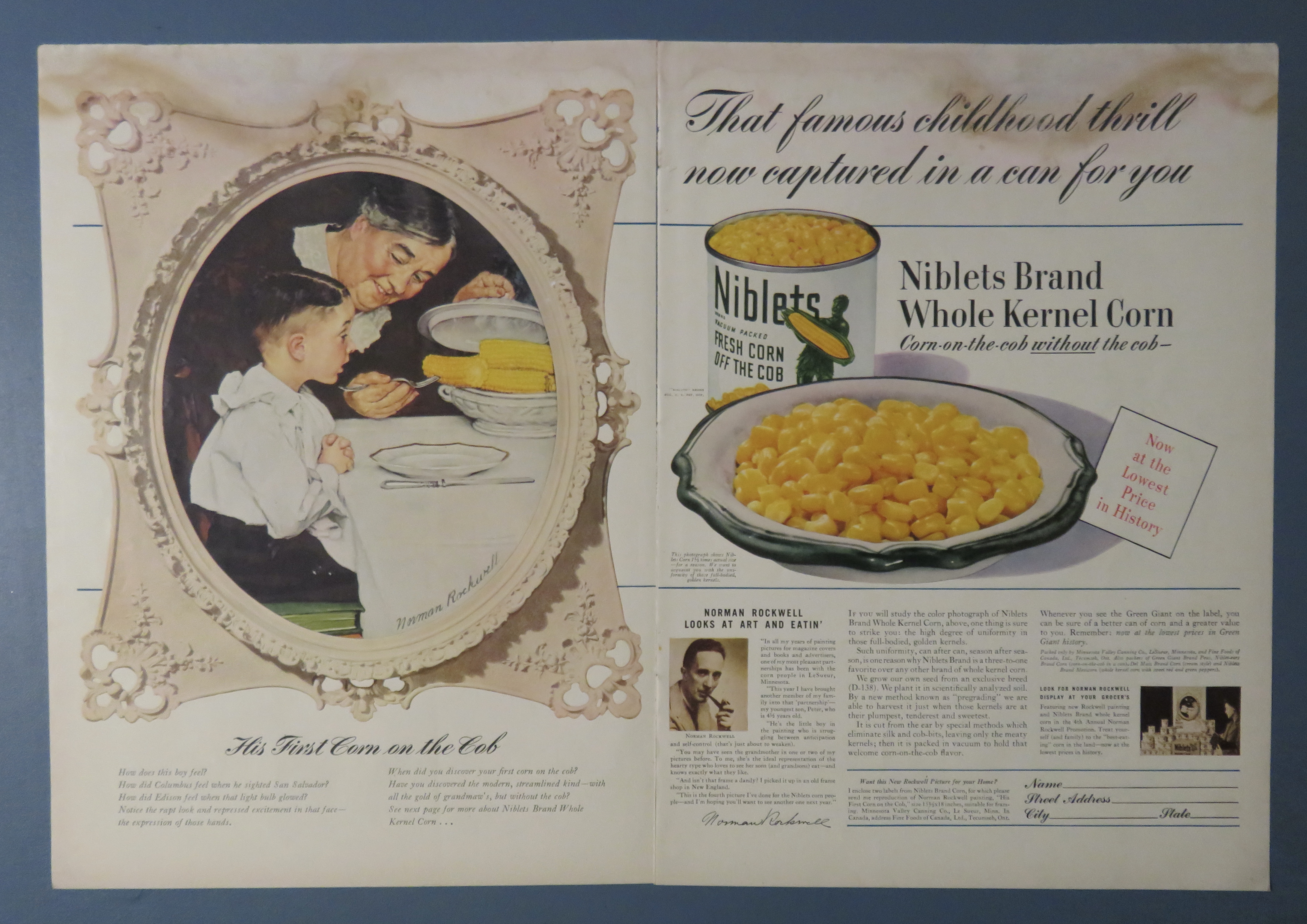 1941 Green Giant Corn By Norman Rockwell