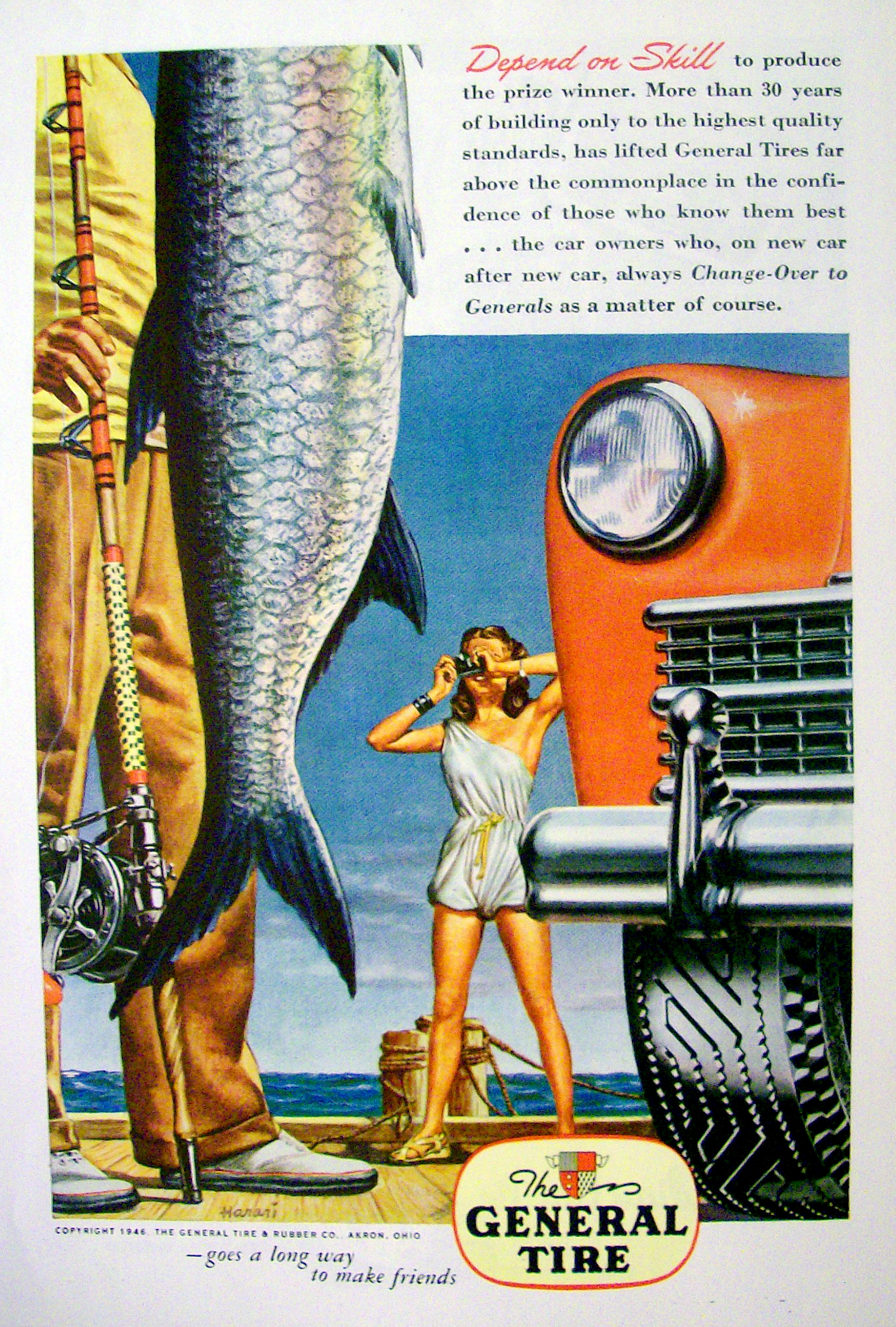 1946 General Tire with Woman Taking Picture Of A Man