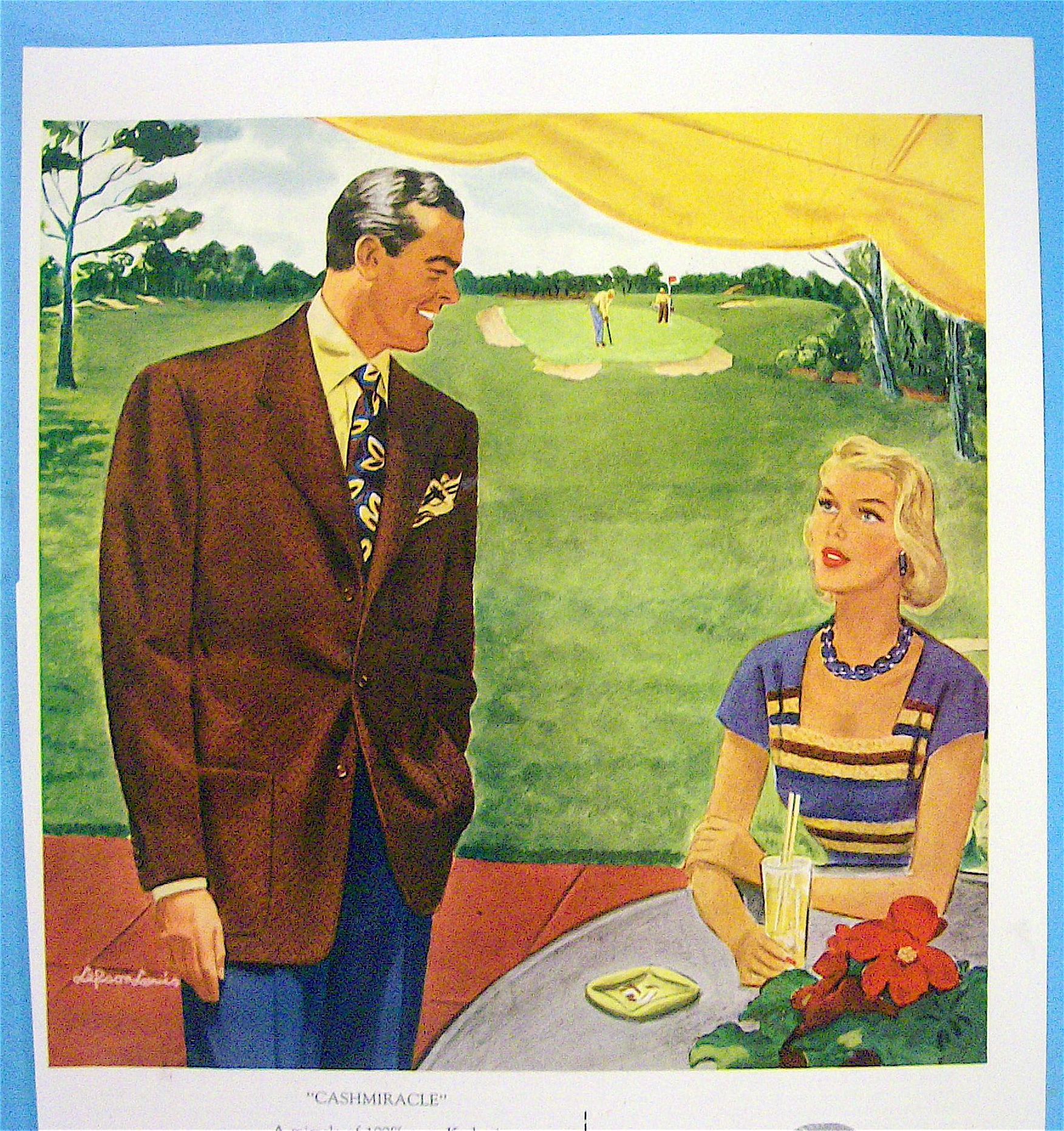 1949 Worumbo Fabric with Man and Woman Talking