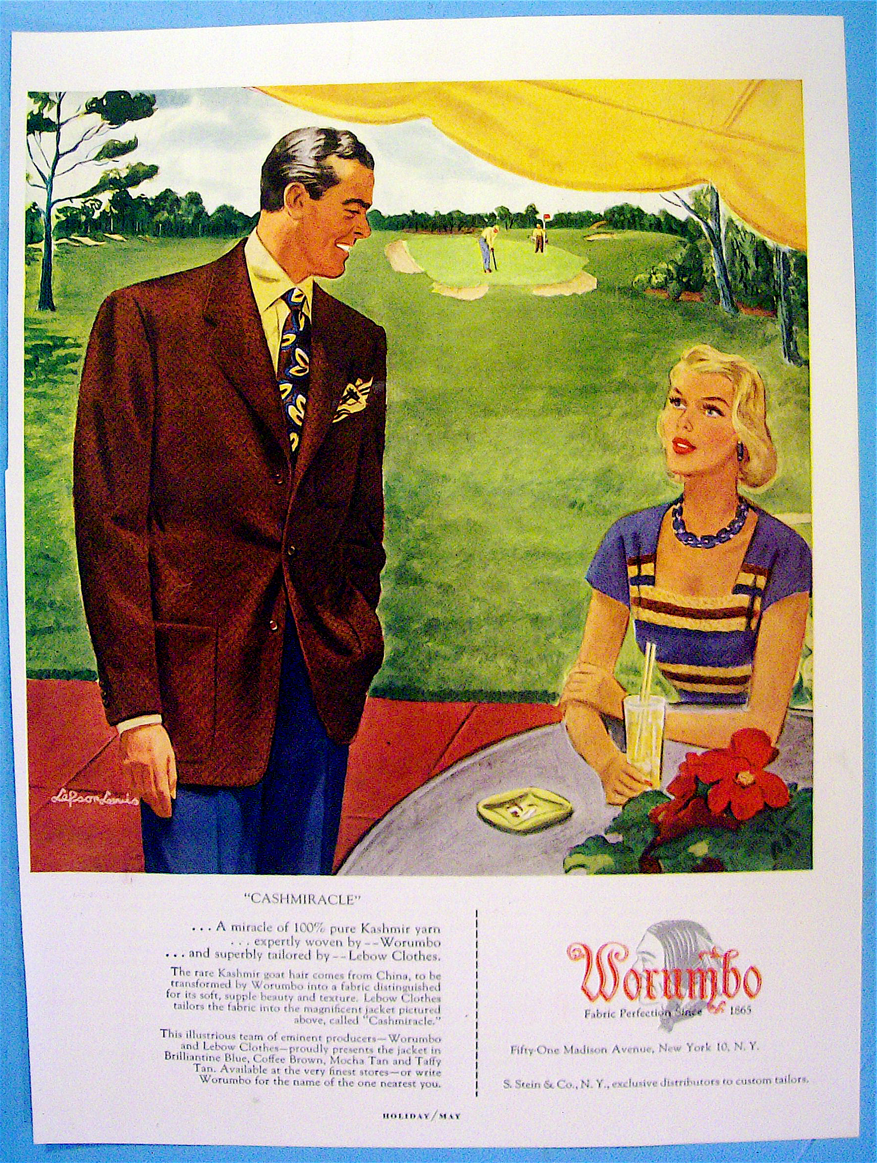 1949 Worumbo Fabric with Man and Woman Talking