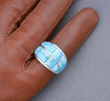 Sleeping Beauty Turquoise Opal Inlay Sterling Silver GL