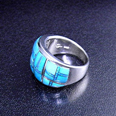 Sleeping Beauty Turquoise Opal Inlay Sterling Silver GL