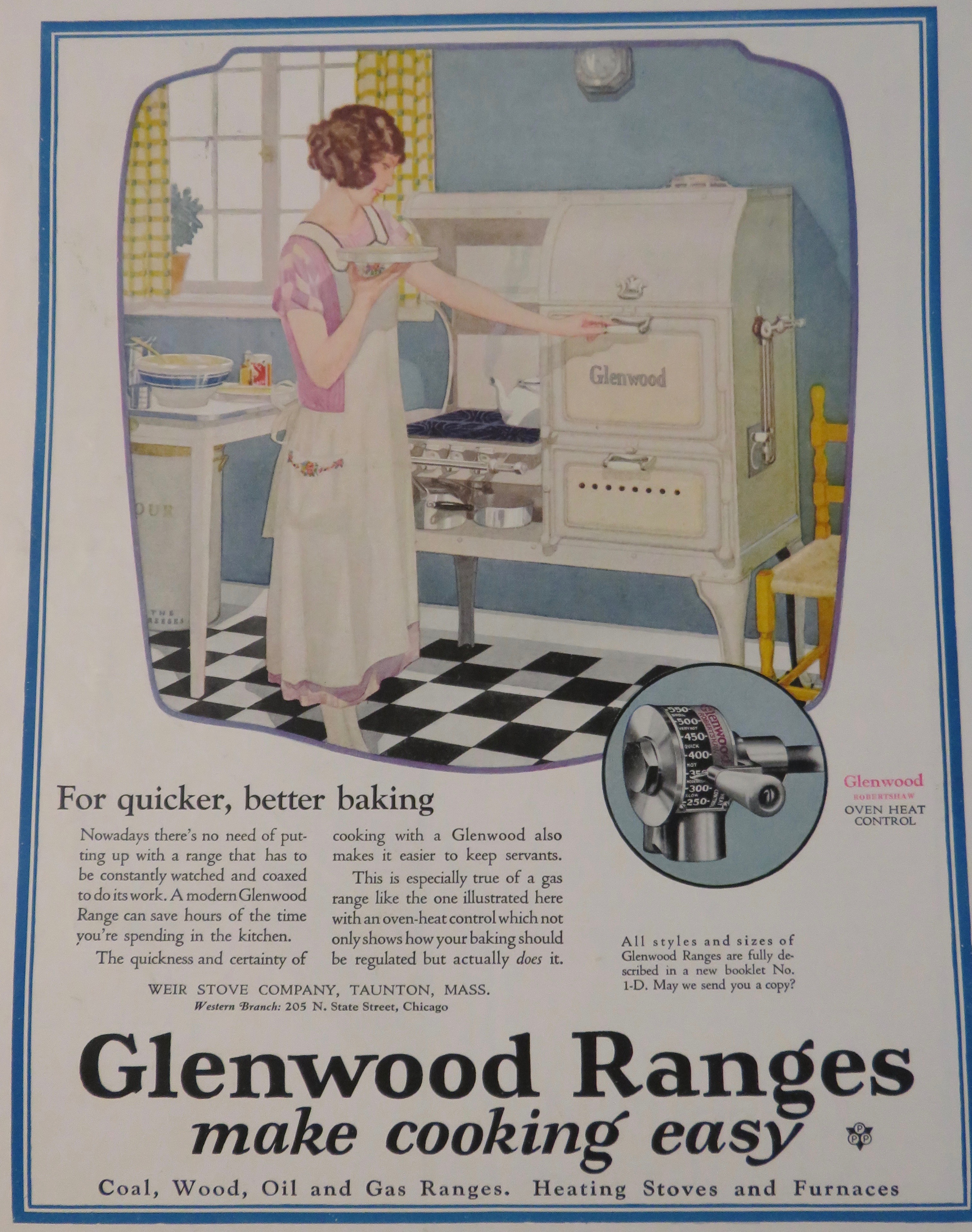 1924 Glenwood Range with Woman Baking A Cake