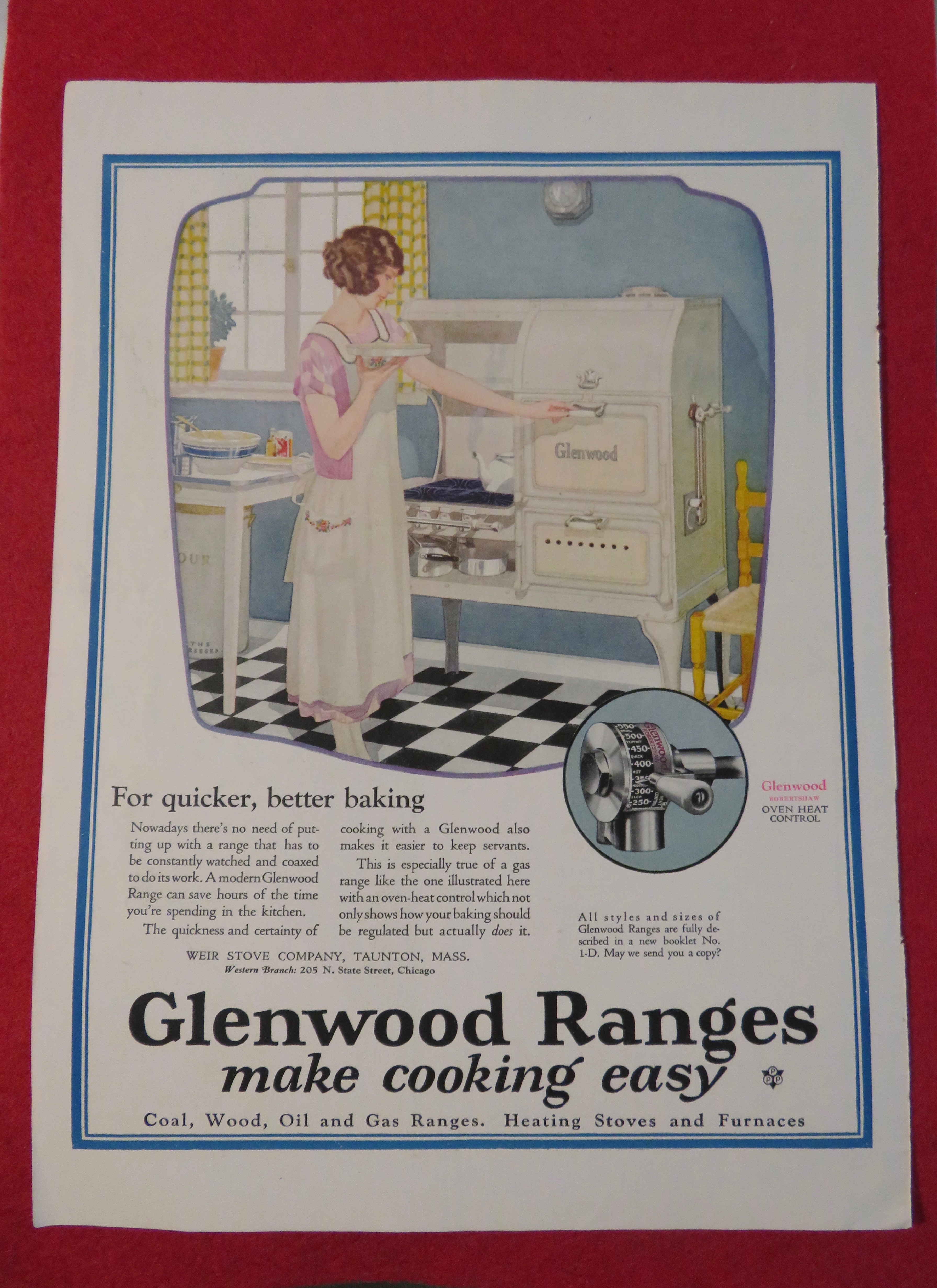 1924 Glenwood Range with Woman Baking A Cake