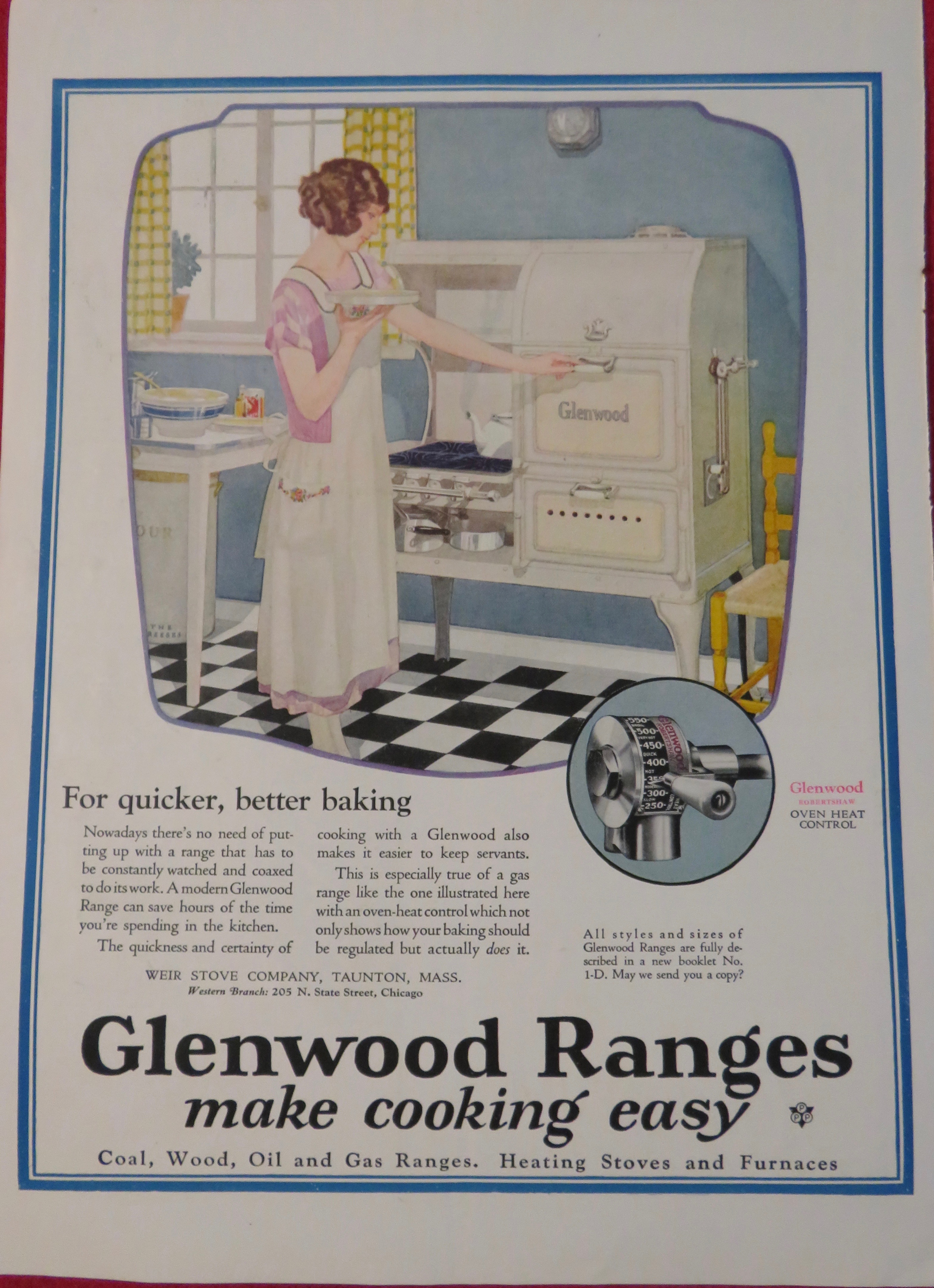 1924 Glenwood Range with Woman Baking A Cake