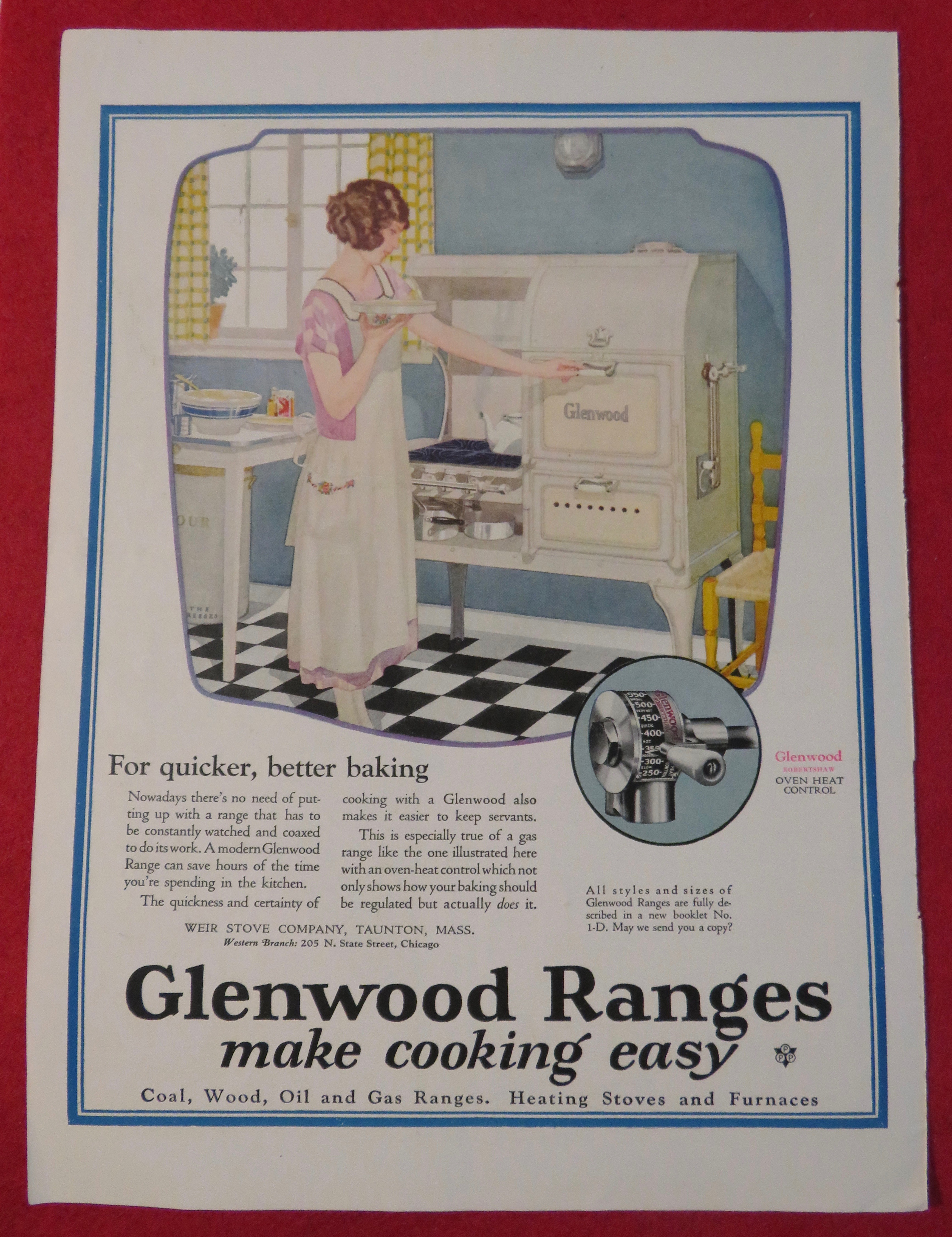 1924 Glenwood Range with Woman Baking A Cake