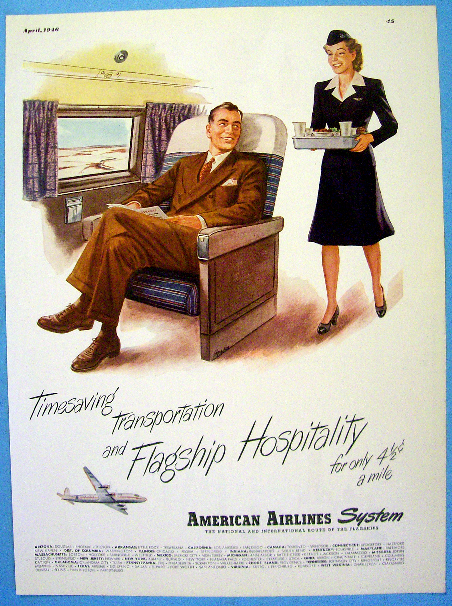 1946 American Airlines with Stewardess and Man