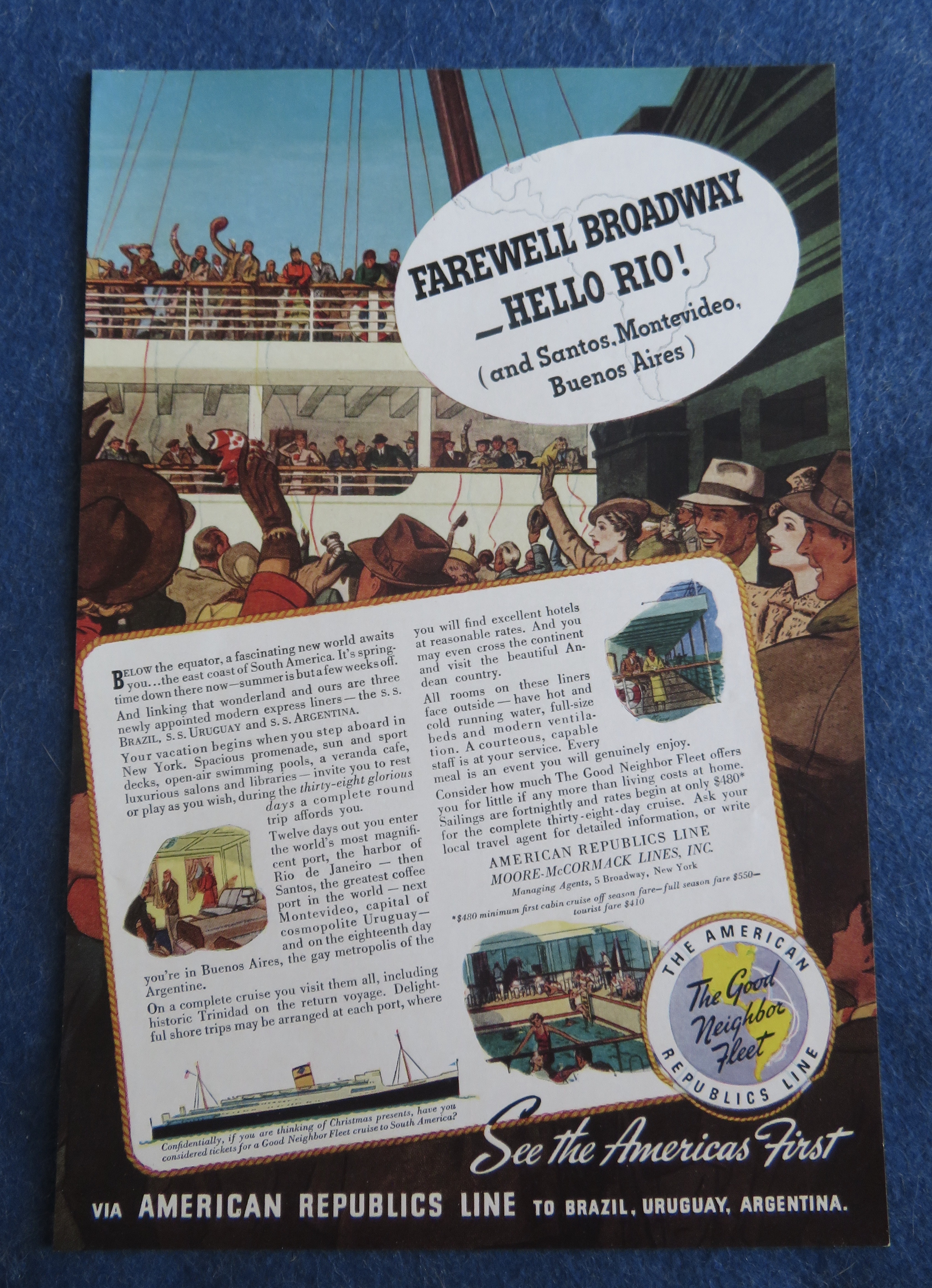 1938 American Republics Line with Farewell Broadway