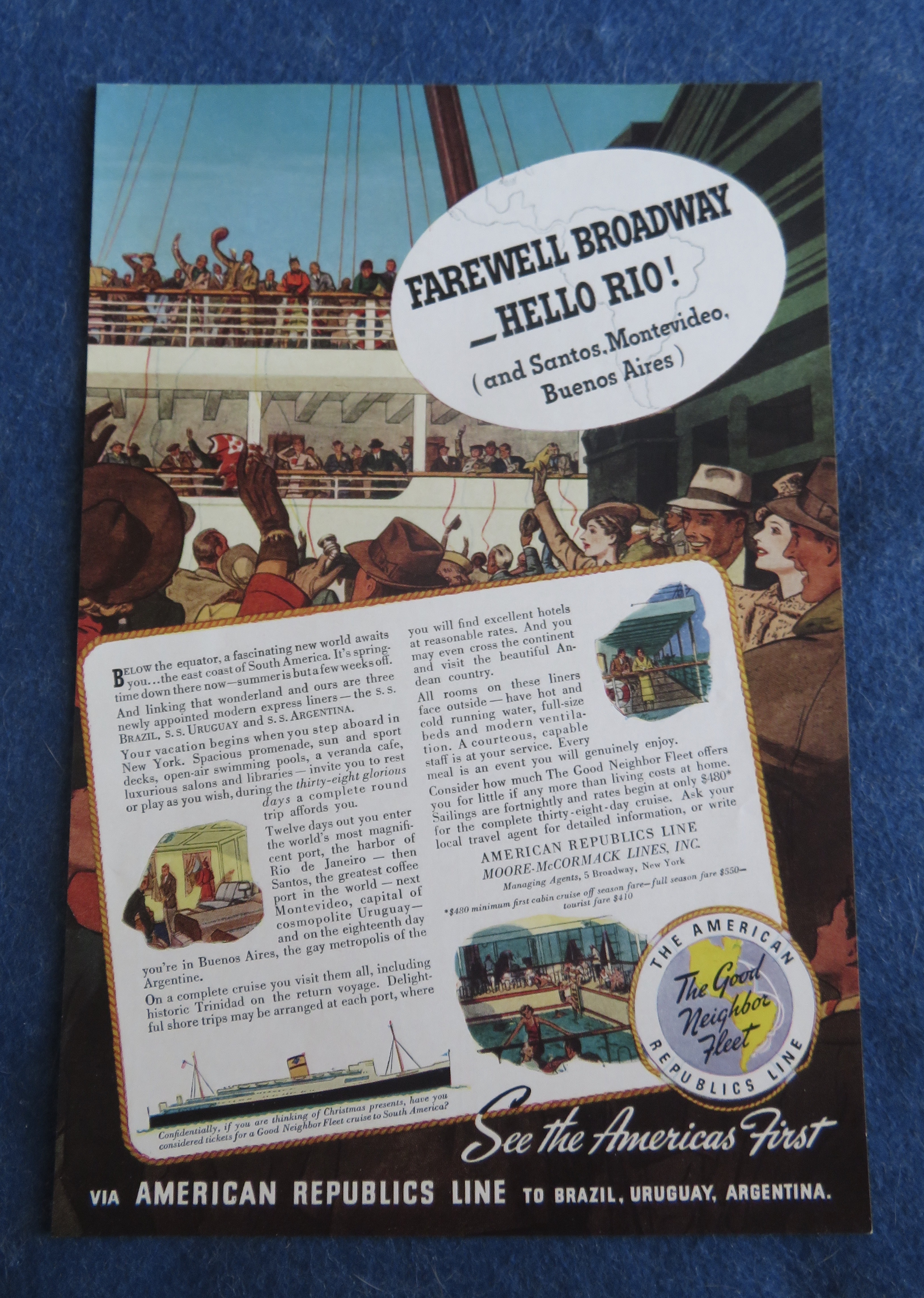1938 American Republics Line with Farewell Broadway