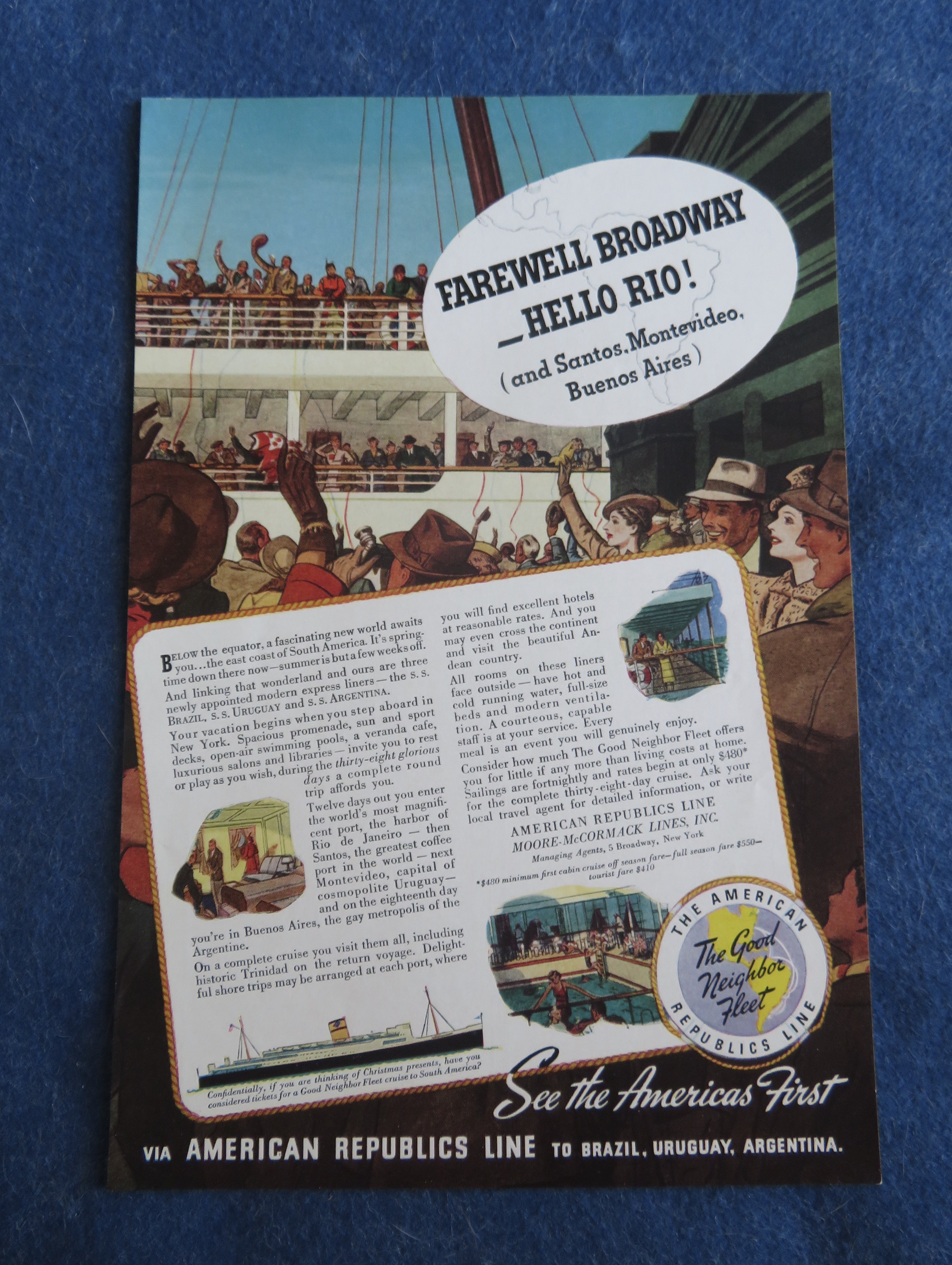 1938 American Republics Line with Farewell Broadway