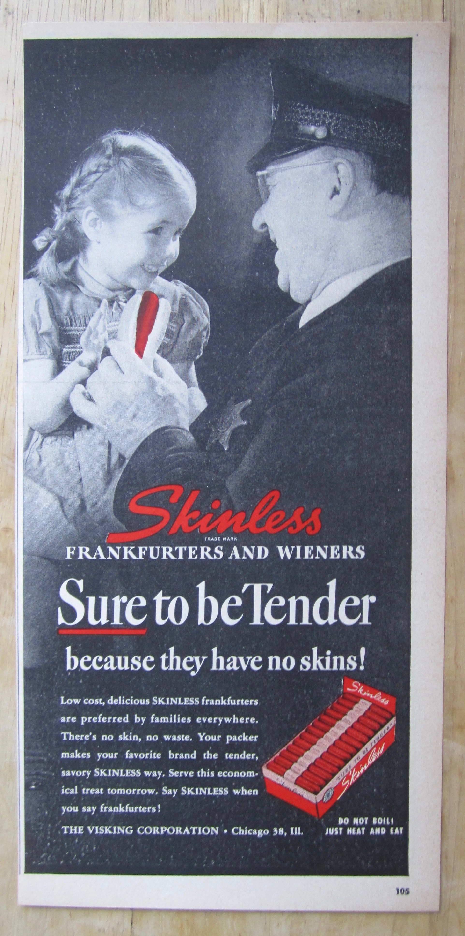 1948 Skinless Frankfurters with Little Girl & Man