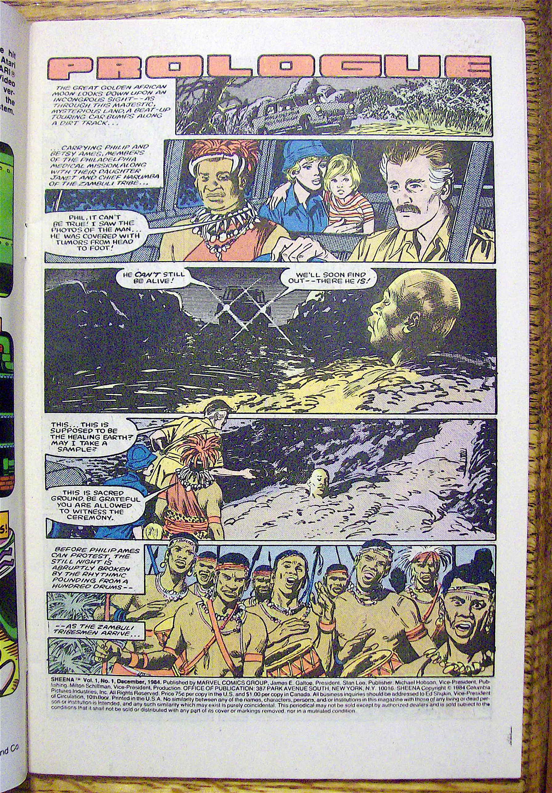 Sheena Comic #1 December 1984 Prologue