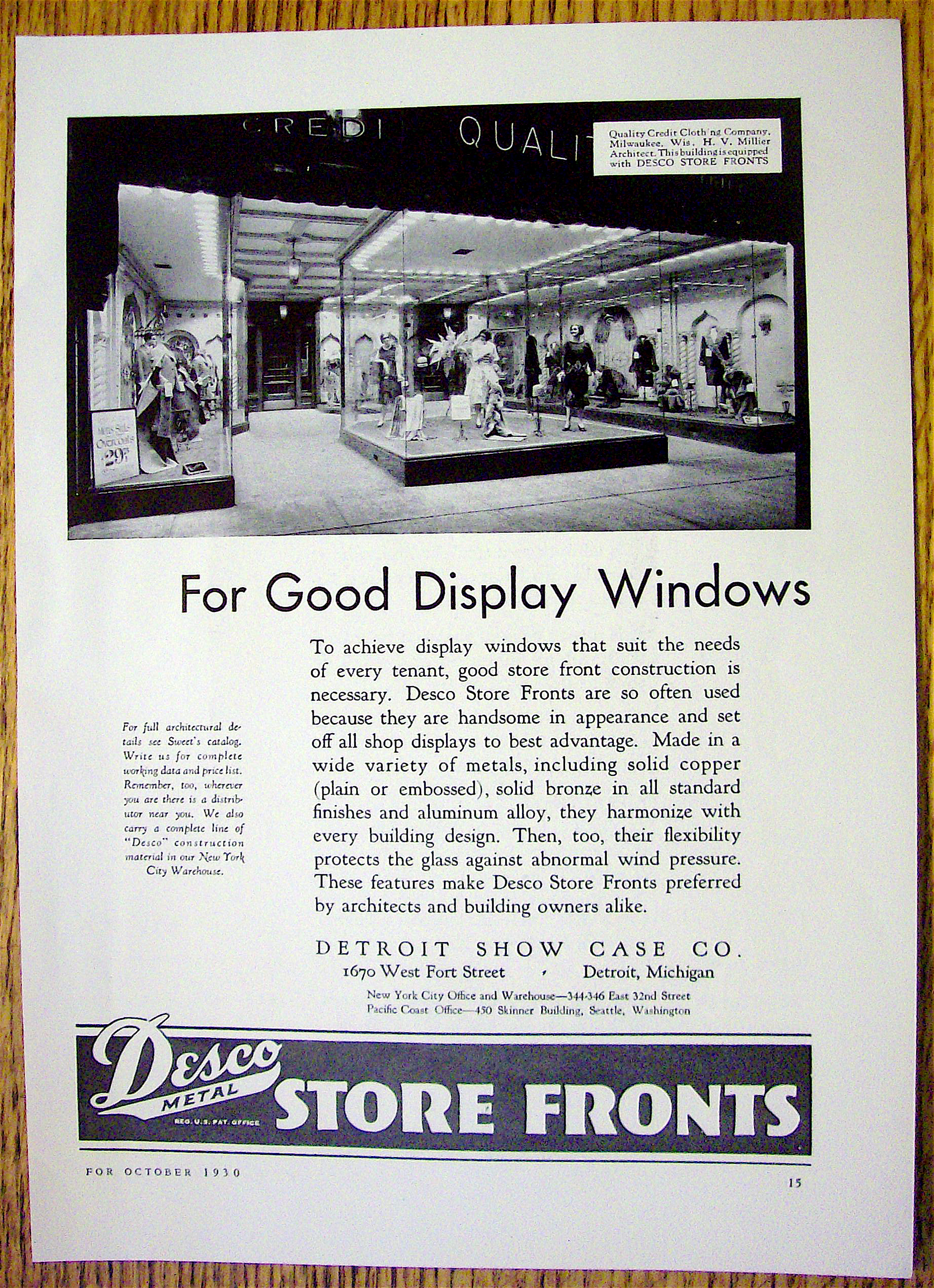 1930 Desco Metal Store Fronts with Store Display Window