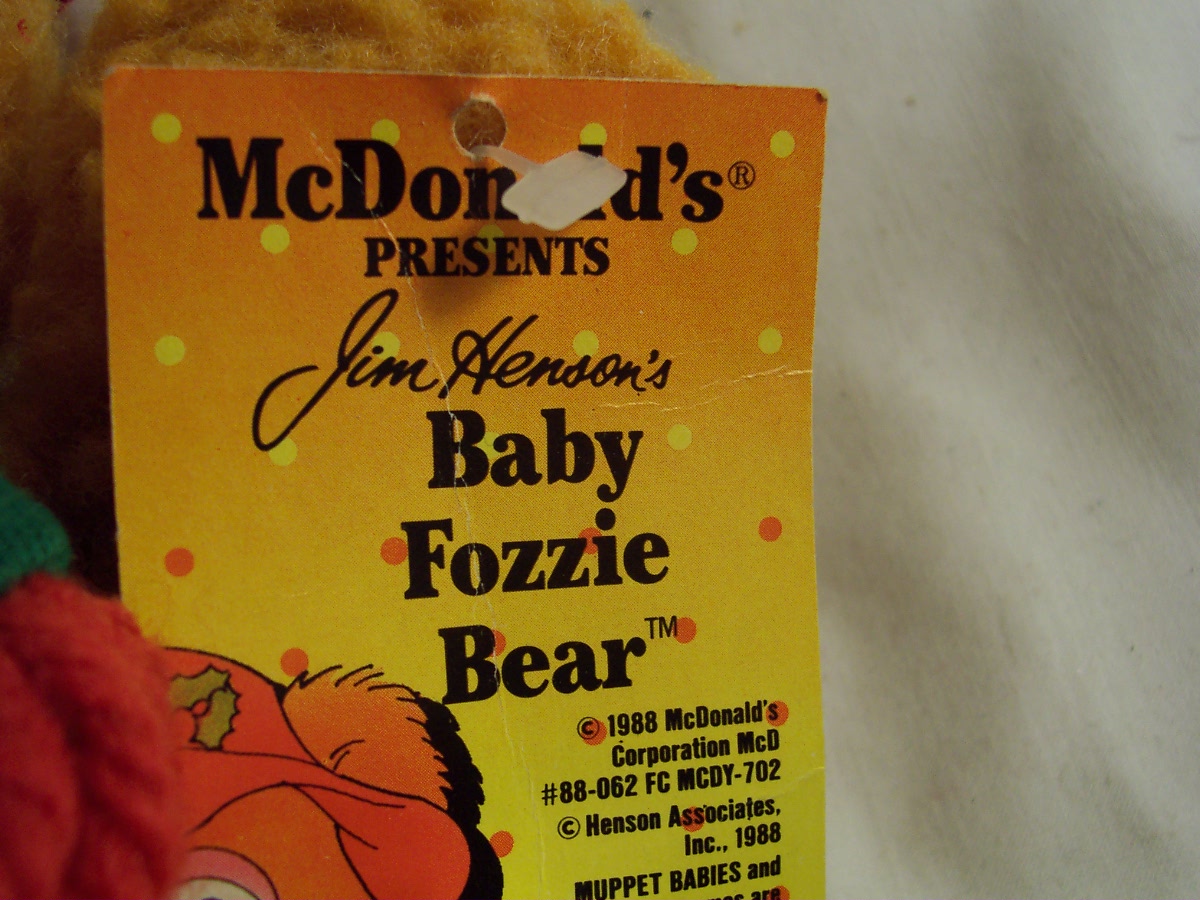McDonalds Muppet Baby Fozzie Bear 1988