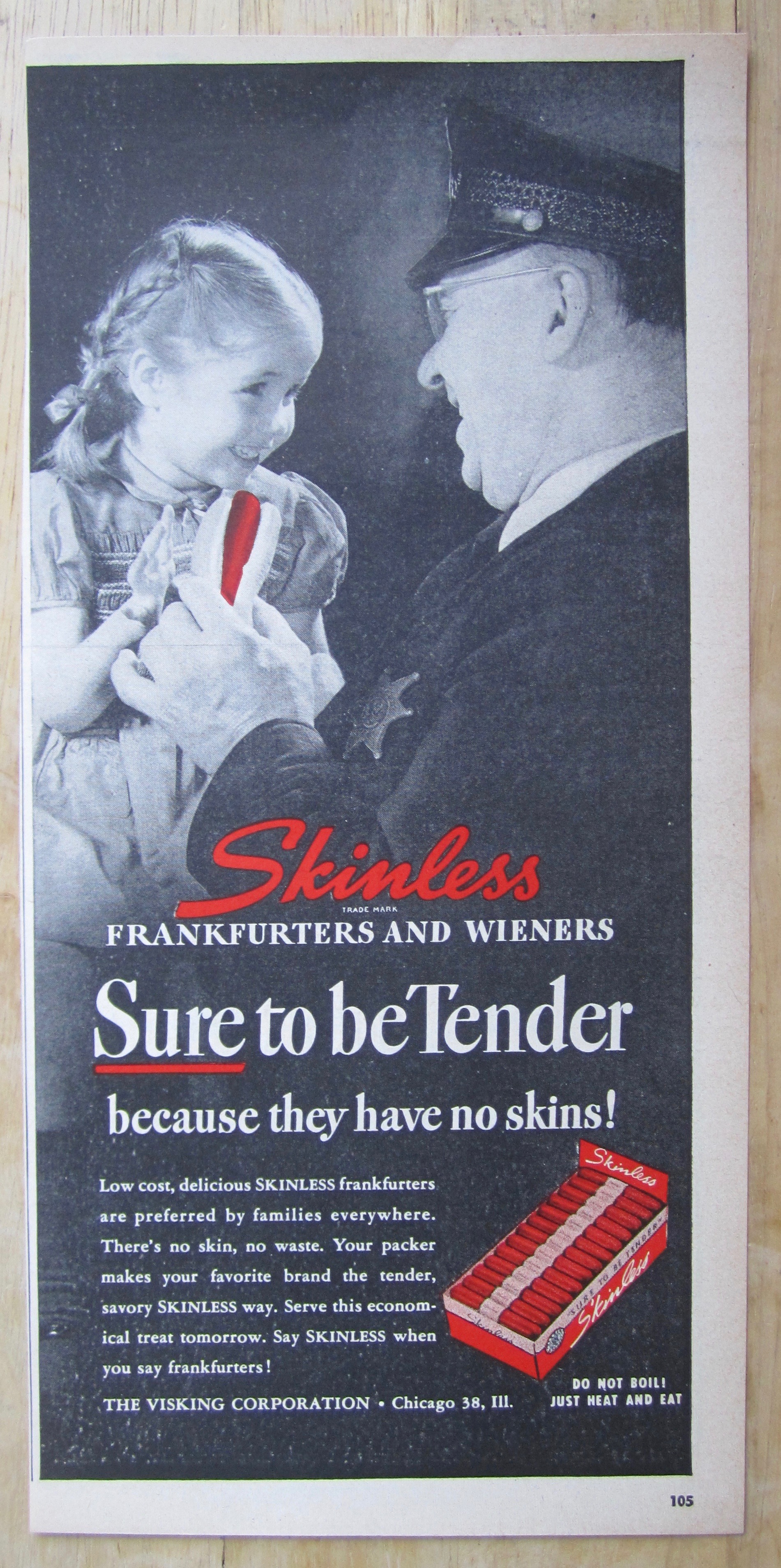 1948 Skinless Frankfurters with Little Girl & Man