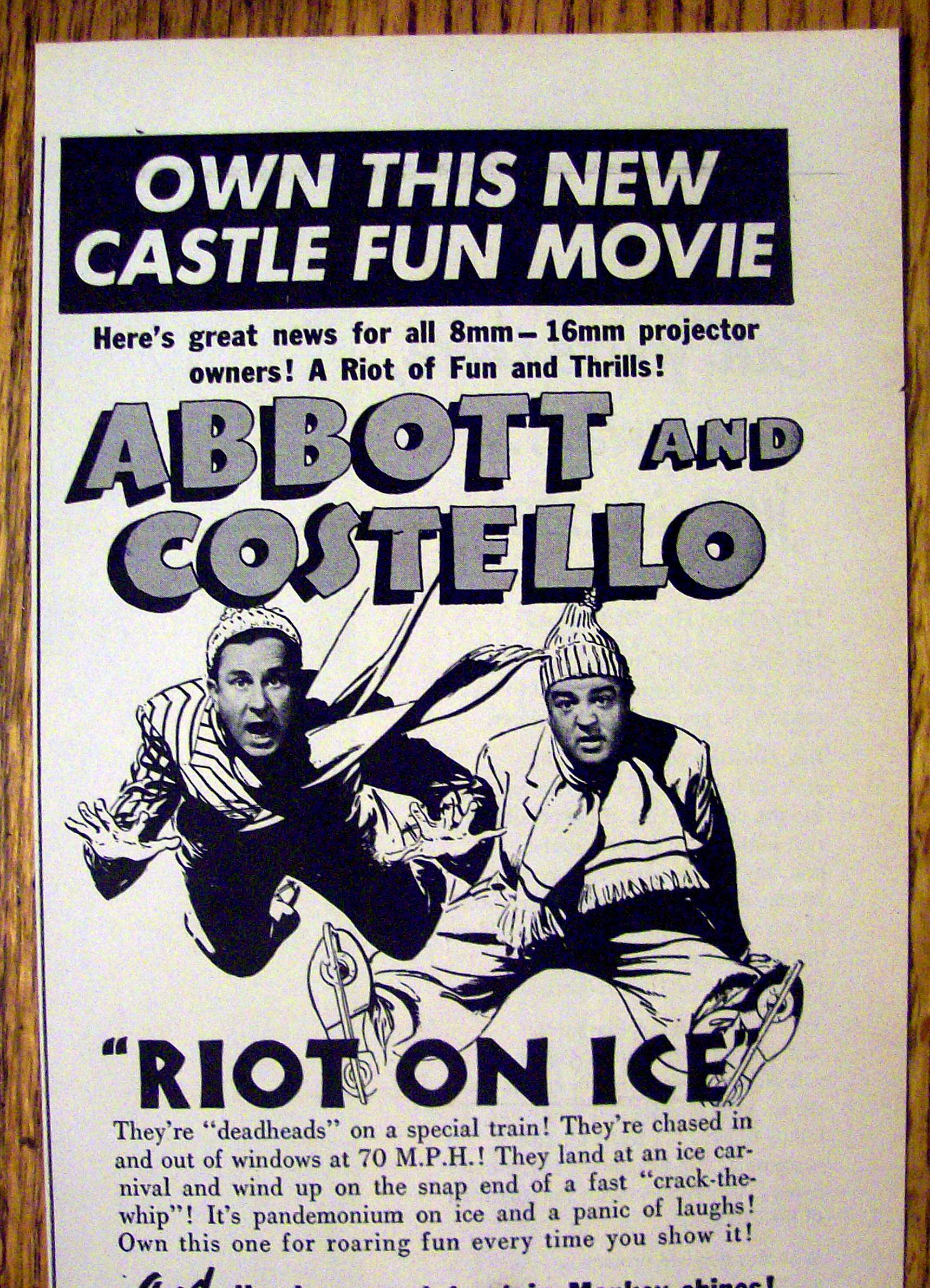 1949 Castle Films with Abbott & Costello (Riot On Ice)