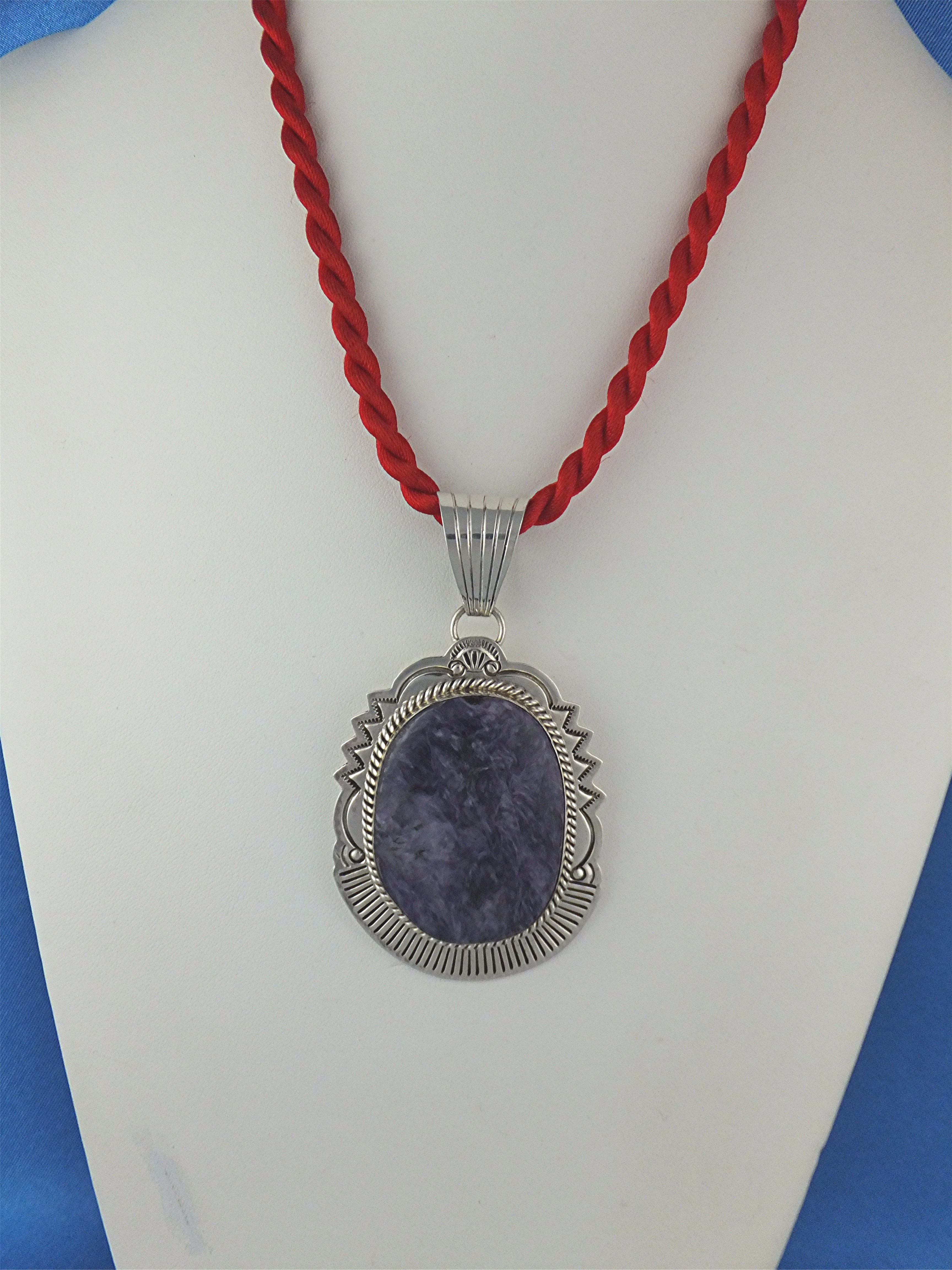 Pendant Russian Charoite Sterling Silver M.Spencer USA