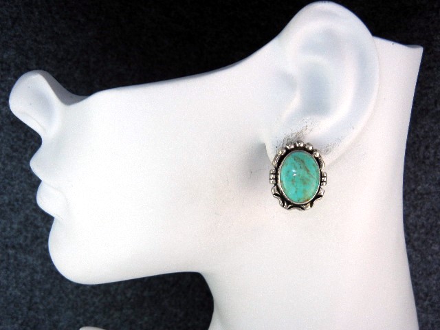 Carol Felley Sterling Silver Turquoise Clip Earrings