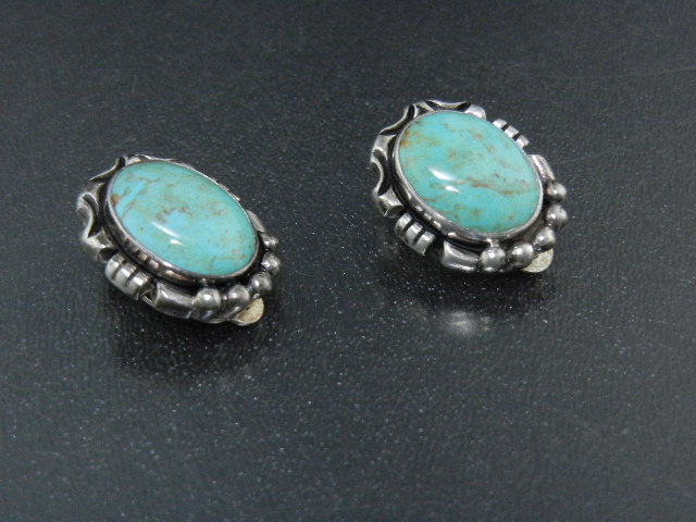 Carol Felley Sterling Silver Turquoise Clip Earrings
